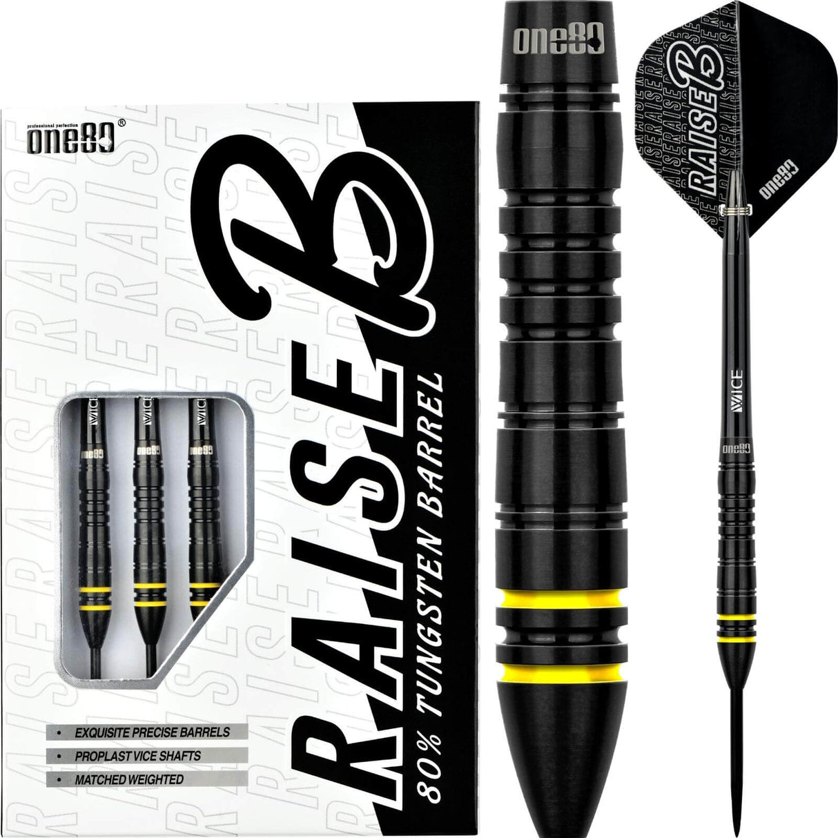 One80 - Raise B Darts - Yellow - 80% Tungsten - 21g 23g -