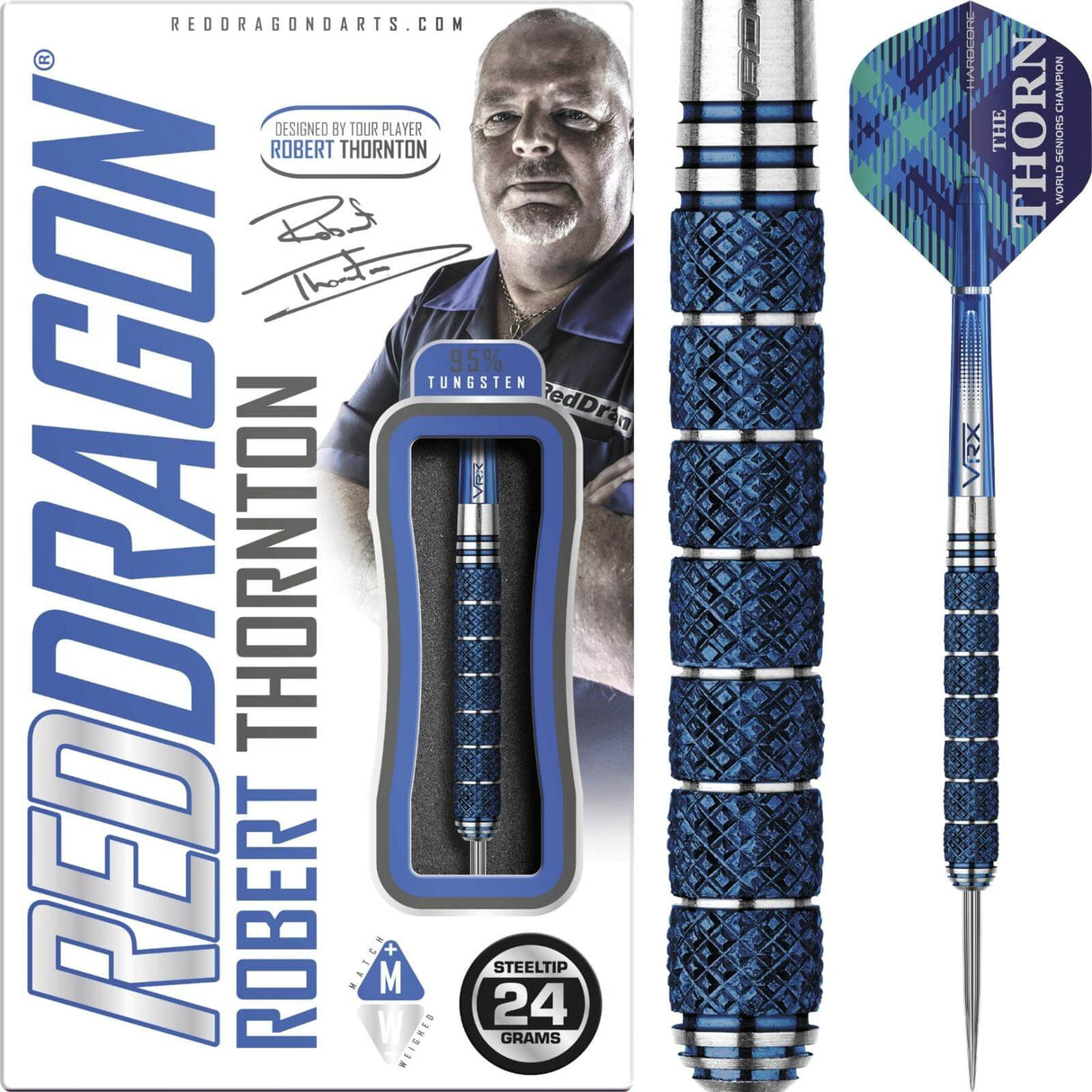 Red Dragon - Robert Thornton Seniors World Champion Darts - 95% Tungsten - 24g 26g -