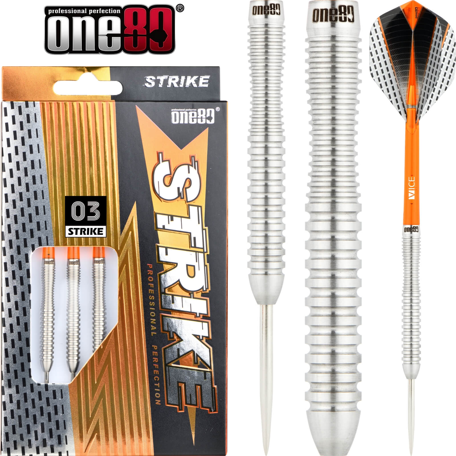 Darts - One80 - Strike 03 Darts - Steel Tip - 80% Tungsten - 22g 24g 