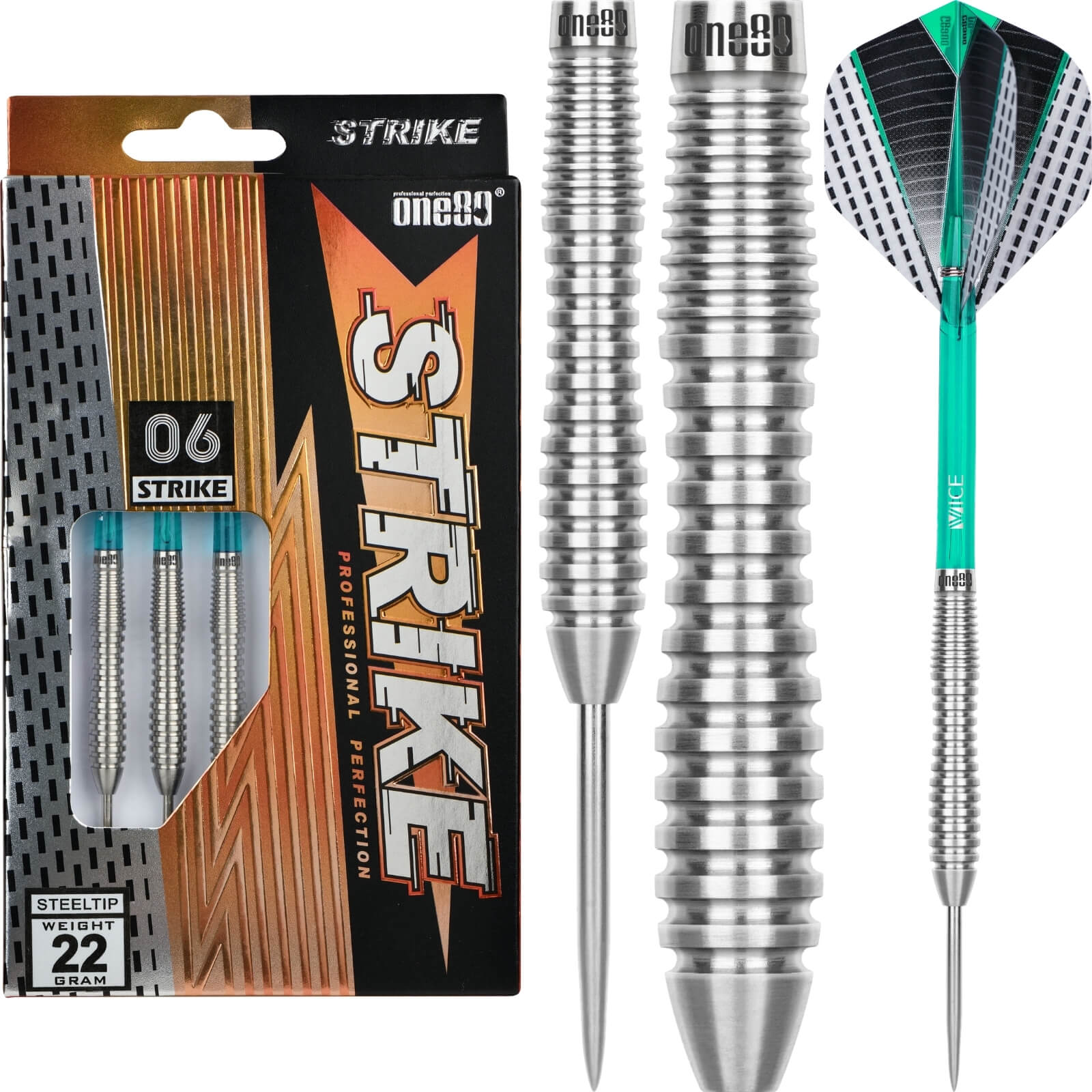 Darts - One80 - Strike 06 Darts - Steel Tip - 80% Tungsten - 22g 24g 