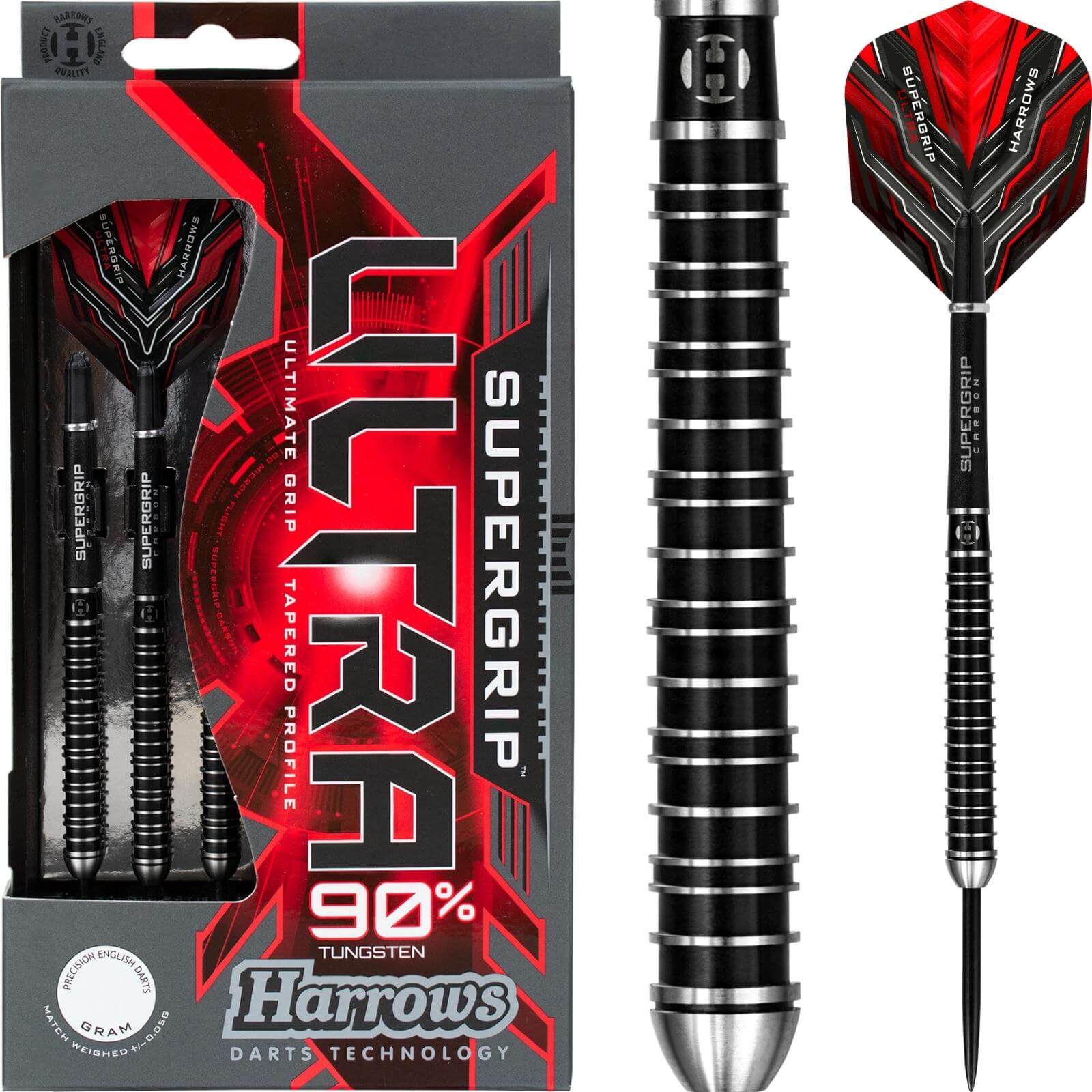Darts - Harrows - Supergrip Ultra Darts - Steel Tip - 90% Tungsten - 21g 22g 23g 24g 25g 26g 28g 30g 