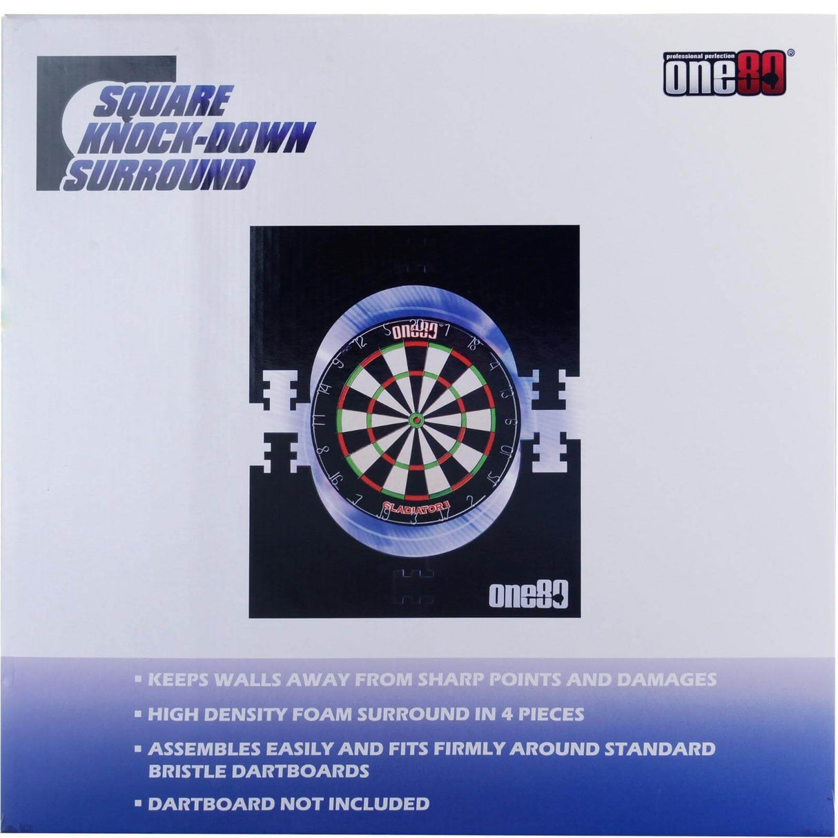 One80 - Knock-Down 4 Piece Square Dartboard Surround -