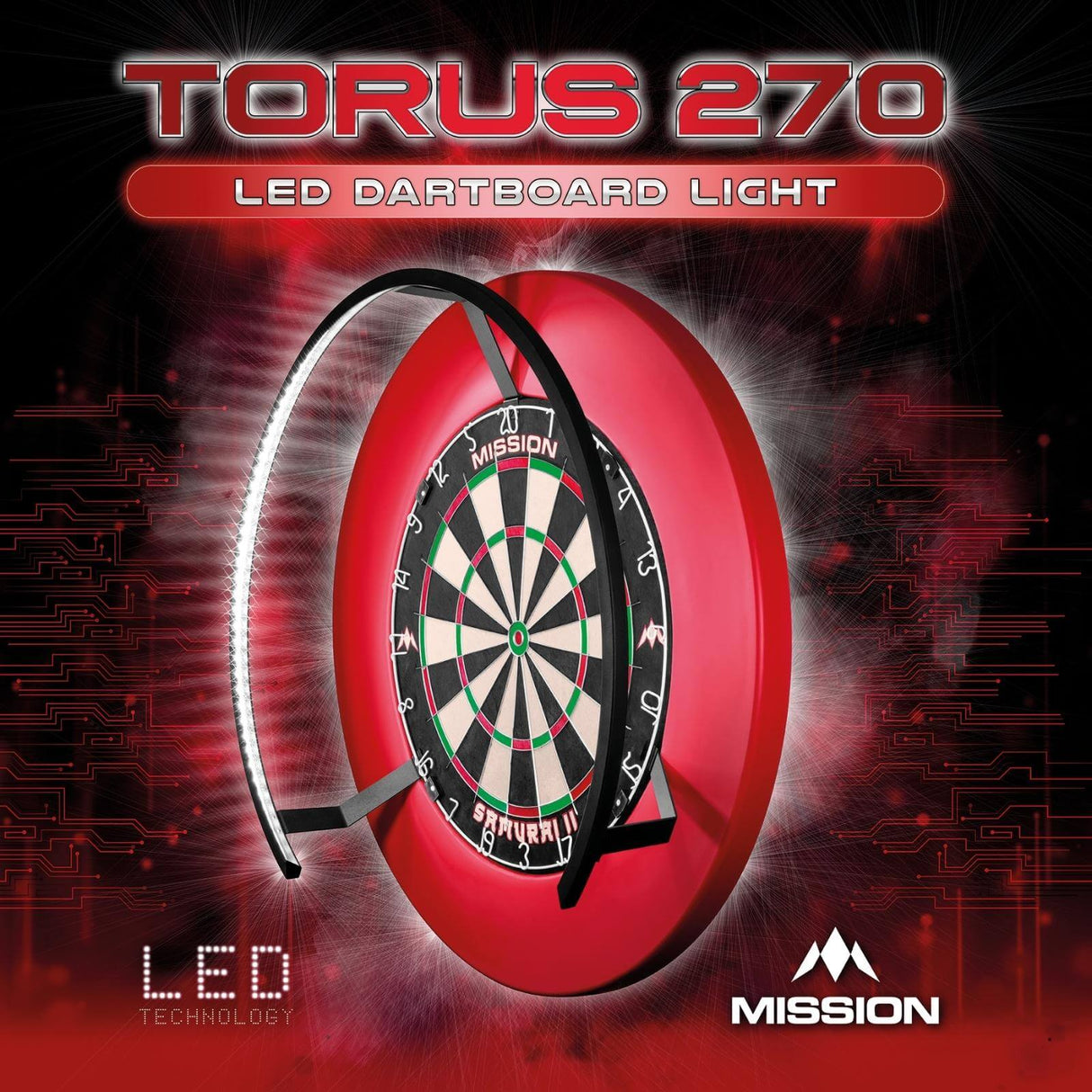 Mission - Torus 270 Aluminium LED Dartboard Light -