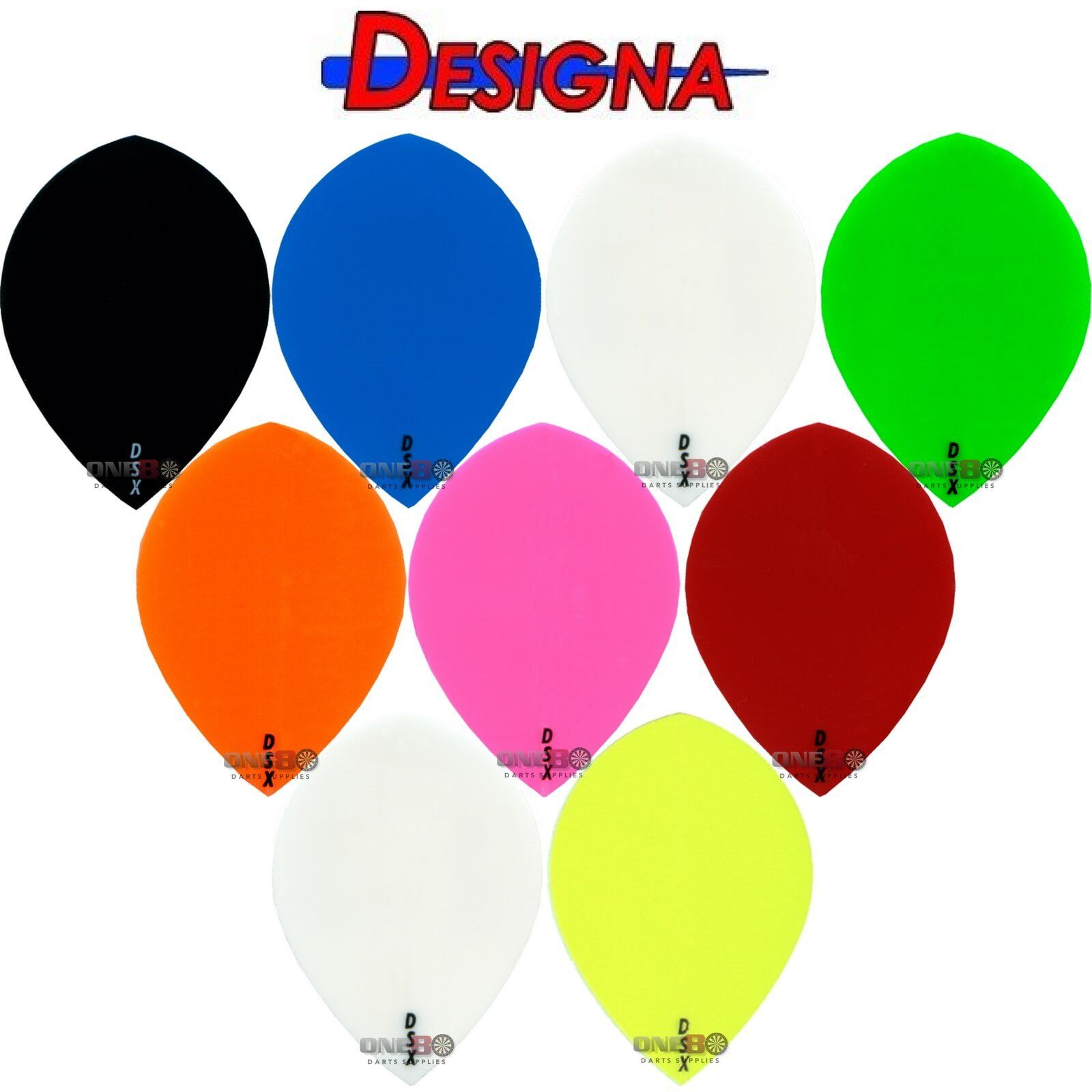 Dart Flights - Designa - DSX Plain Colour - Pear Dart Flights 