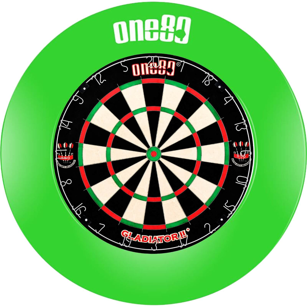 Surrounds &amp; Dartboards - One80 - Printed Dartboard Surround &amp; Dartboard Bundle - Choose Your Board Green / One80 - Gladiator 2+