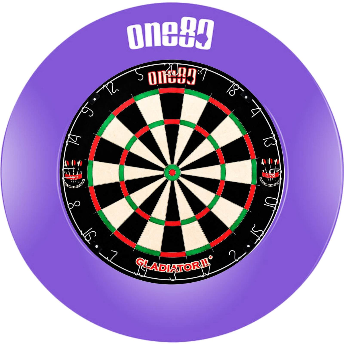 Surrounds &amp; Dartboards - One80 - Printed Dartboard Surround &amp; Dartboard Bundle - Choose Your Board Purple / One80 - Gladiator 2+