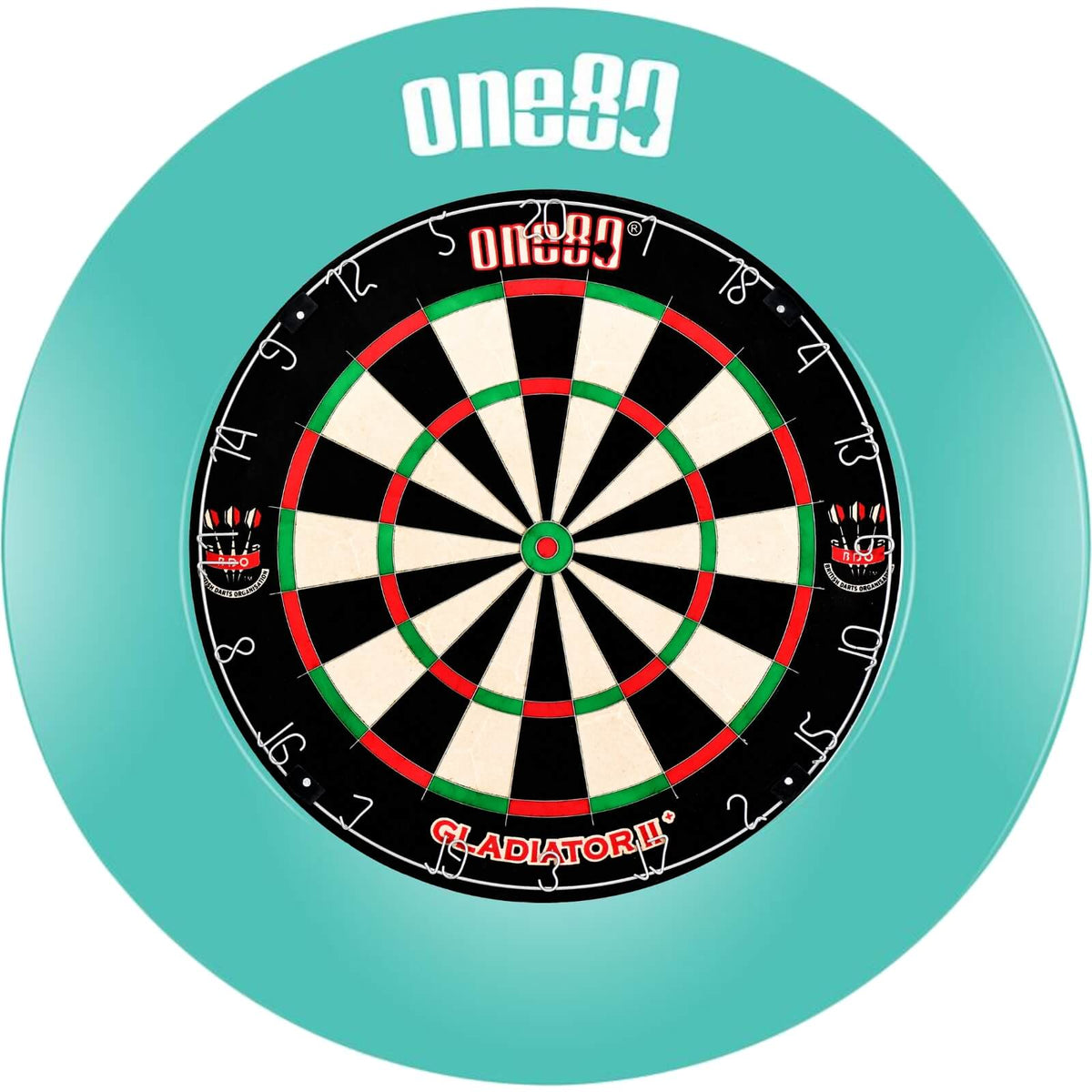 Surrounds &amp; Dartboards - One80 - Printed Dartboard Surround &amp; Dartboard Bundle - Choose Your Board Teal / One80 - Gladiator 2+