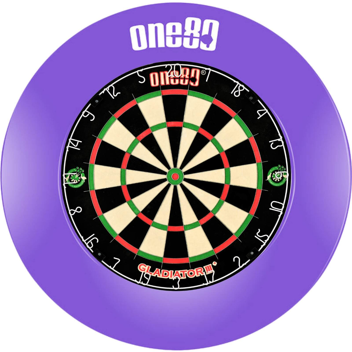 Surrounds &amp; Dartboards - One80 - Printed Dartboard Surround &amp; Dartboard Bundle - Choose Your Board Purple / One80 - Gladiator 3+