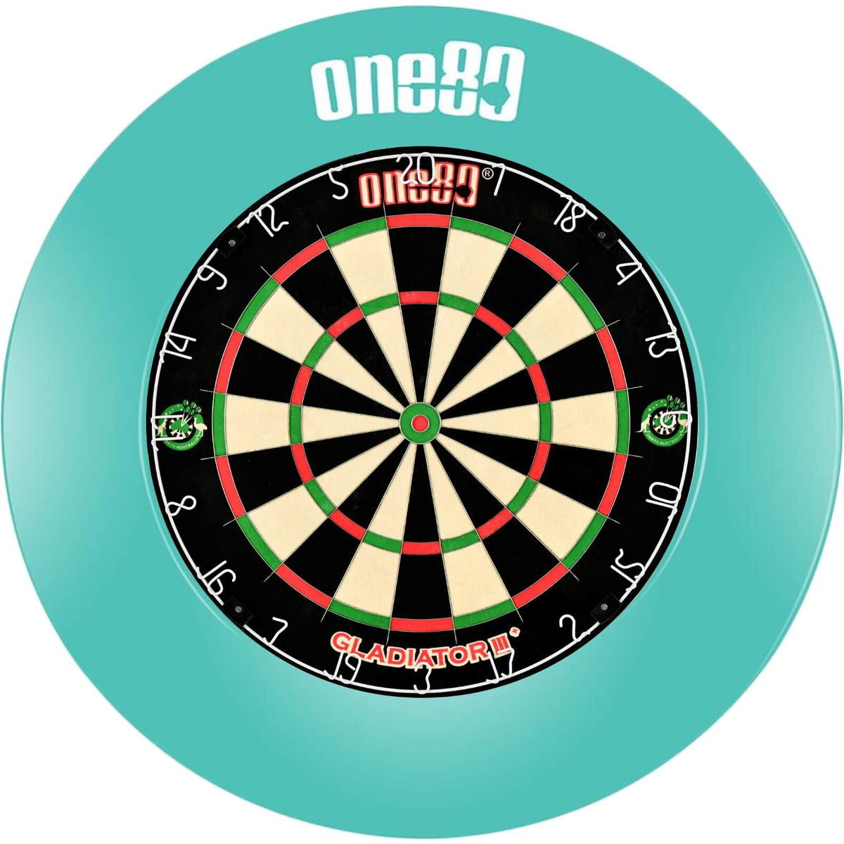 Surrounds &amp; Dartboards - One80 - Printed Dartboard Surround &amp; Dartboard Bundle - Choose Your Board Teal / One80 - Gladiator 3+