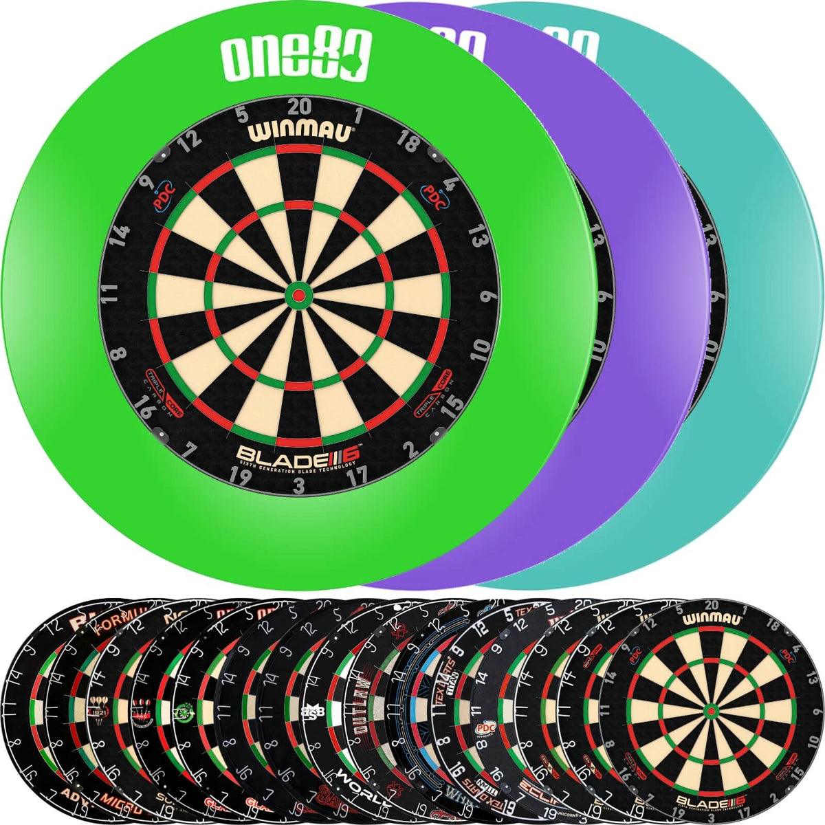 Surrounds &amp; Dartboards - One80 - Printed Dartboard Surround &amp; Dartboard Bundle - Choose Your Board 