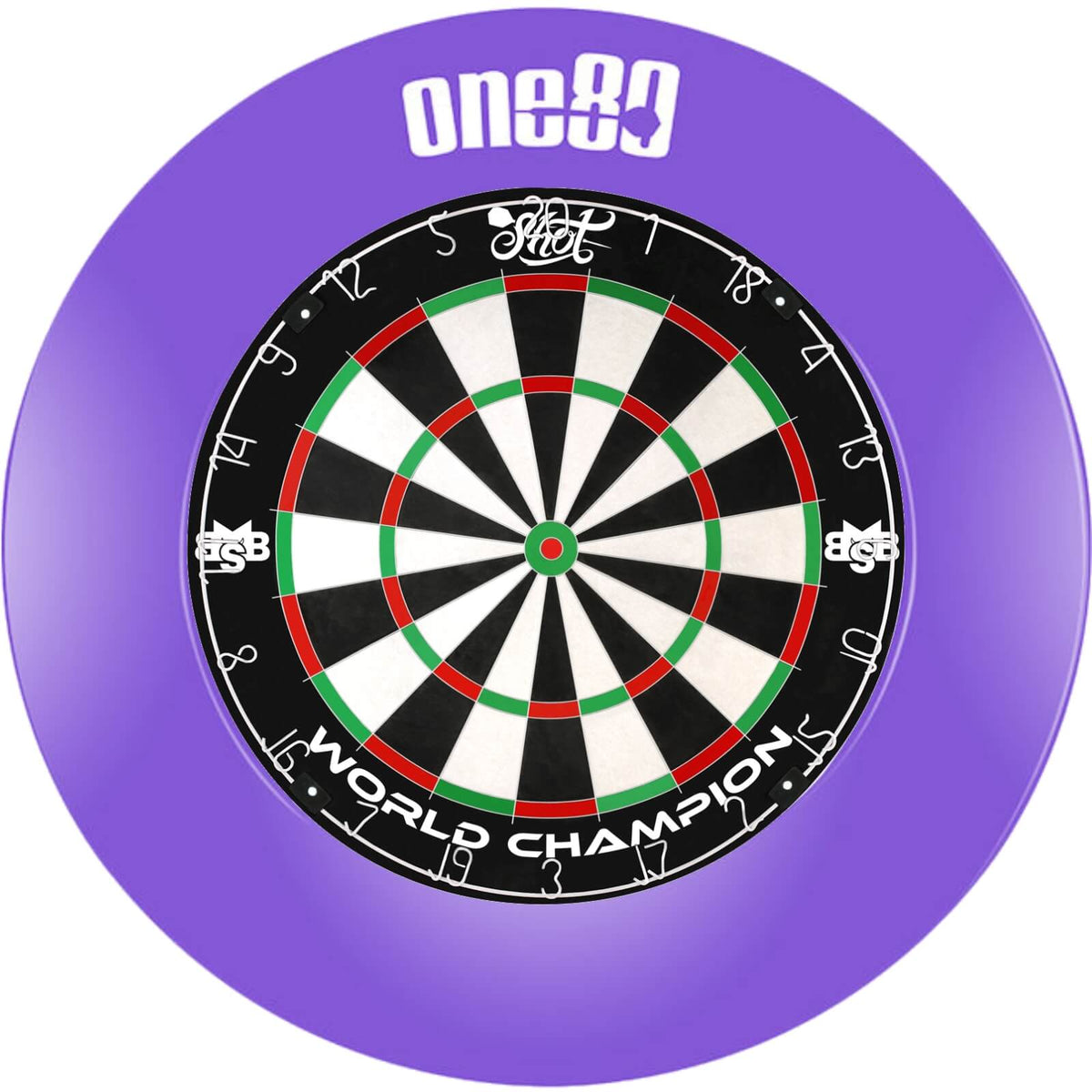 Surrounds &amp; Dartboards - One80 - Printed Dartboard Surround &amp; Dartboard Bundle - Choose Your Board Purple / Shot - Michael Smith