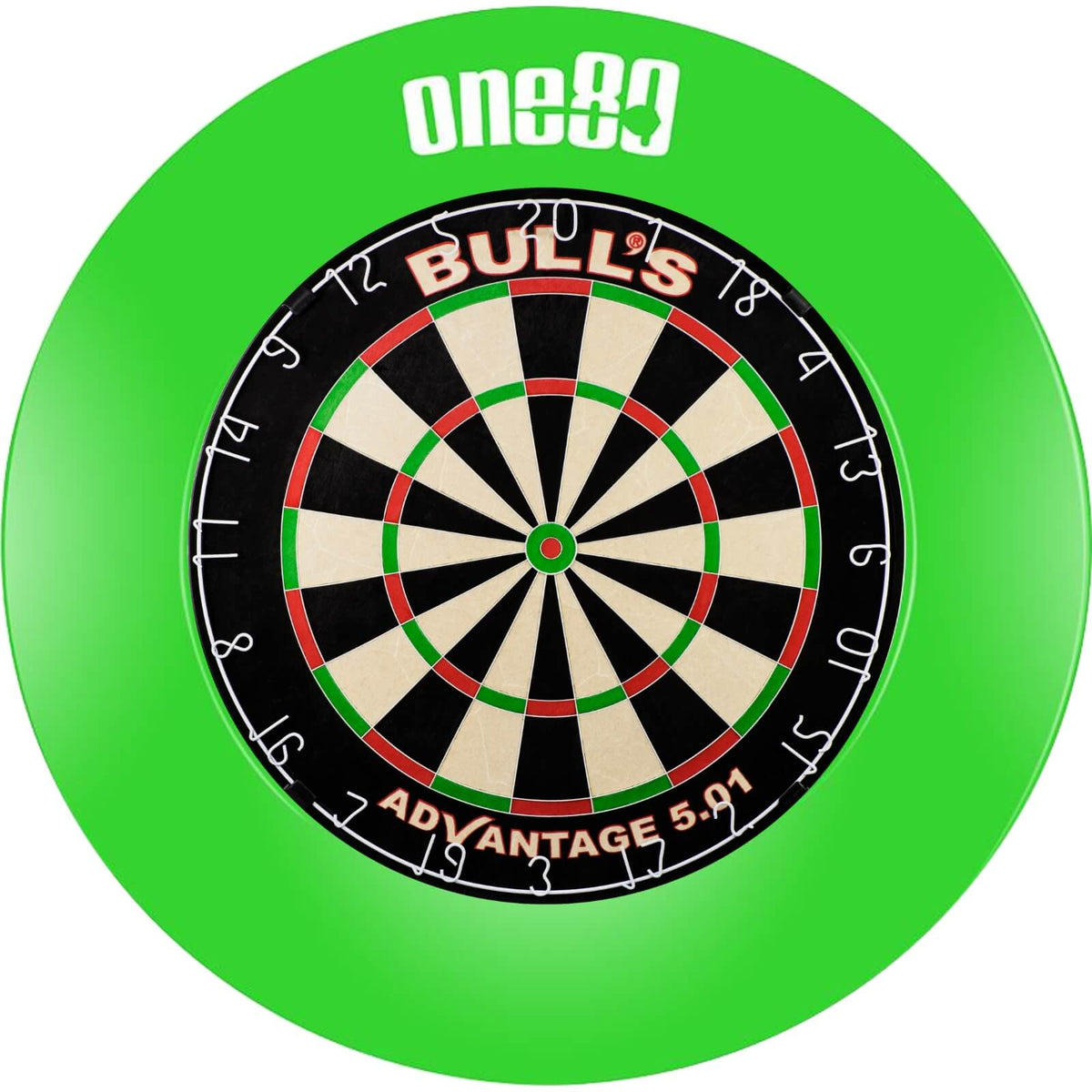 Surrounds &amp; Dartboards - One80 - Printed Dartboard Surround &amp; Dartboard Bundle - Choose Your Board Green / Bulls NL - Advantage 501