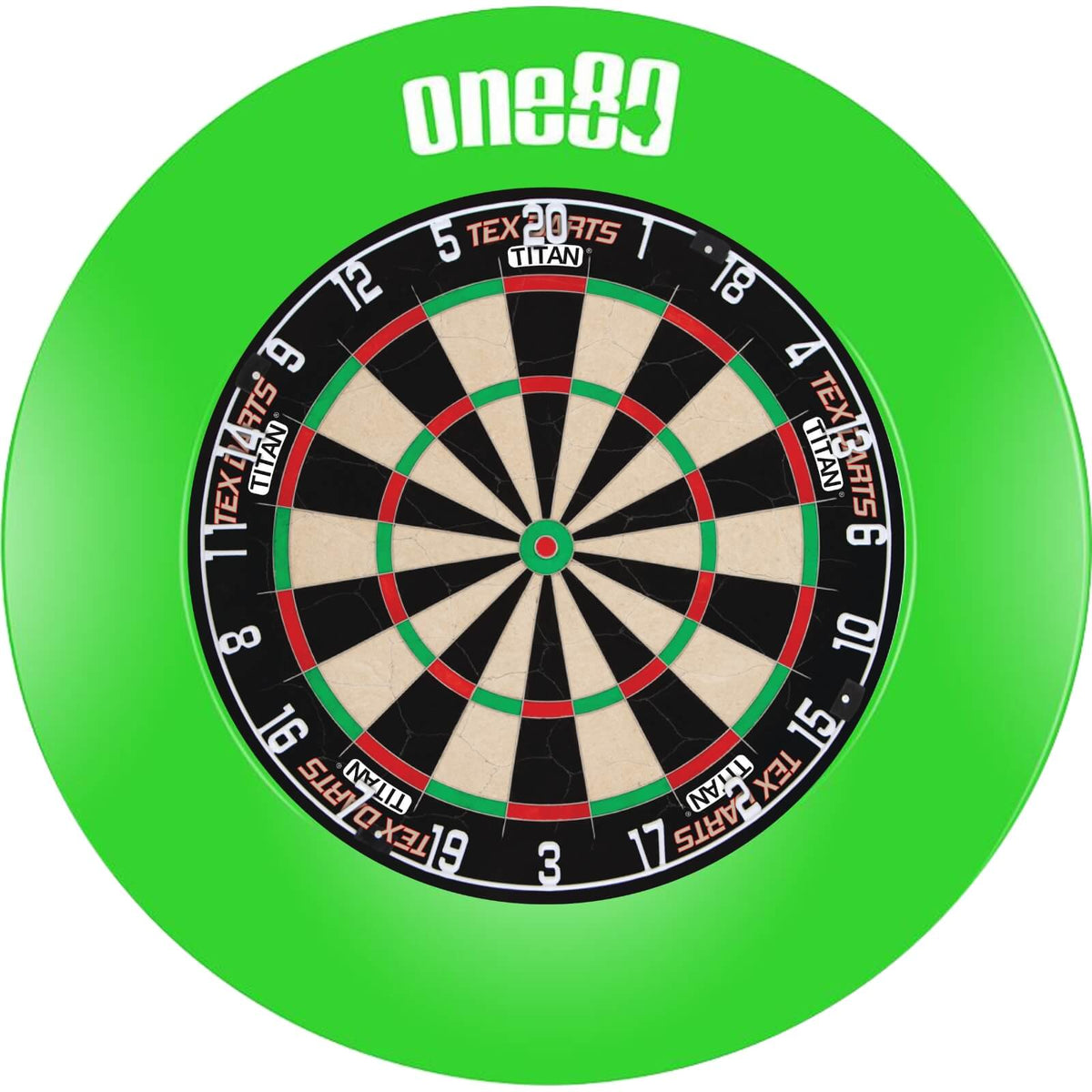 Surrounds &amp; Dartboards - One80 - Printed Dartboard Surround &amp; Dartboard Bundle - Choose Your Board Green / Tex Darts - Titan