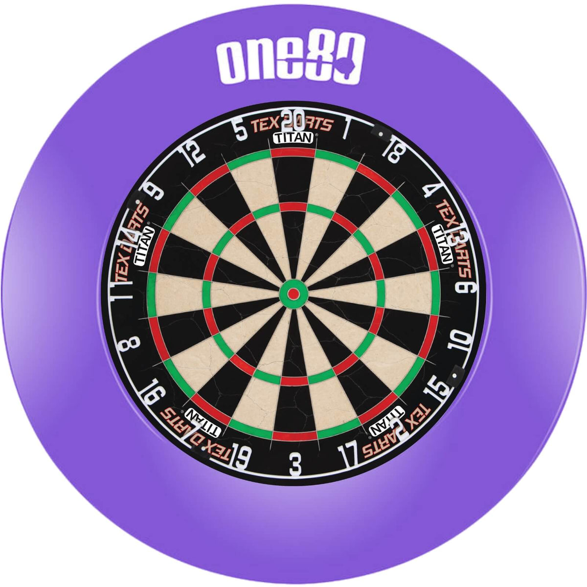 Surrounds &amp; Dartboards - One80 - Printed Dartboard Surround &amp; Dartboard Bundle - Choose Your Board Purple / Tex Darts - Titan