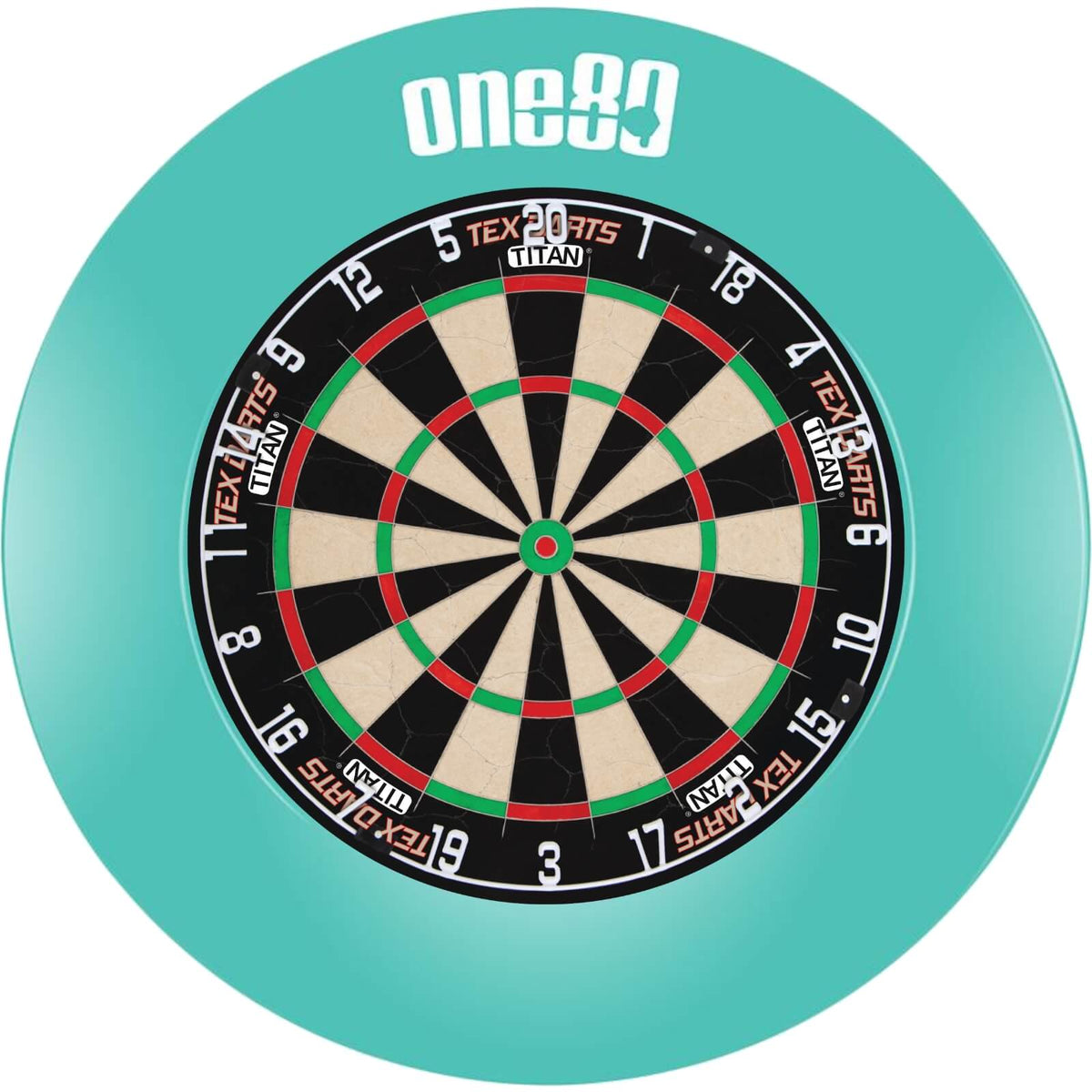 Surrounds &amp; Dartboards - One80 - Printed Dartboard Surround &amp; Dartboard Bundle - Choose Your Board Teal / Tex Darts - Titan