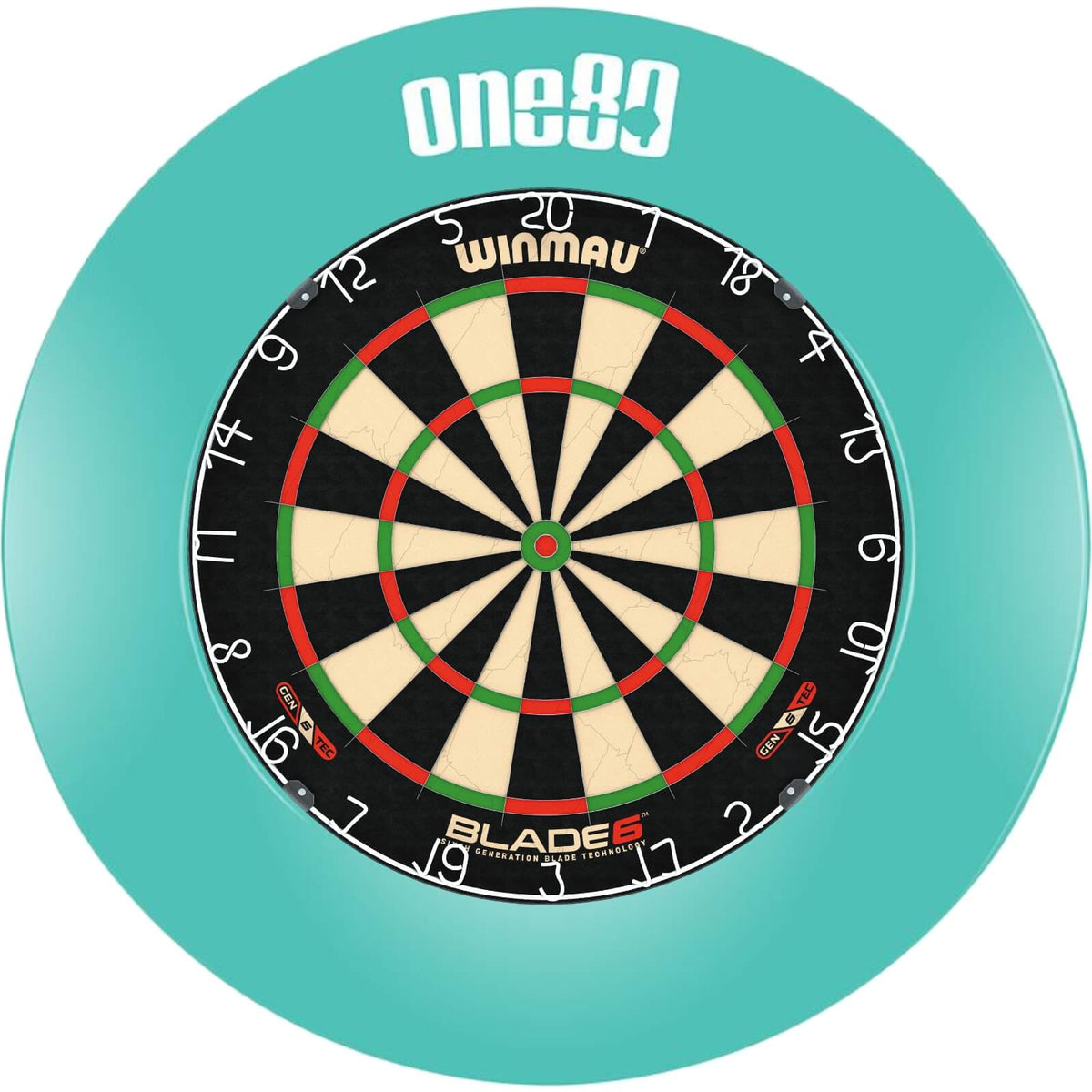 Surrounds &amp; Dartboards - One80 - Printed Dartboard Surround &amp; Dartboard Bundle - Choose Your Board Teal / Winmau - Blade 6