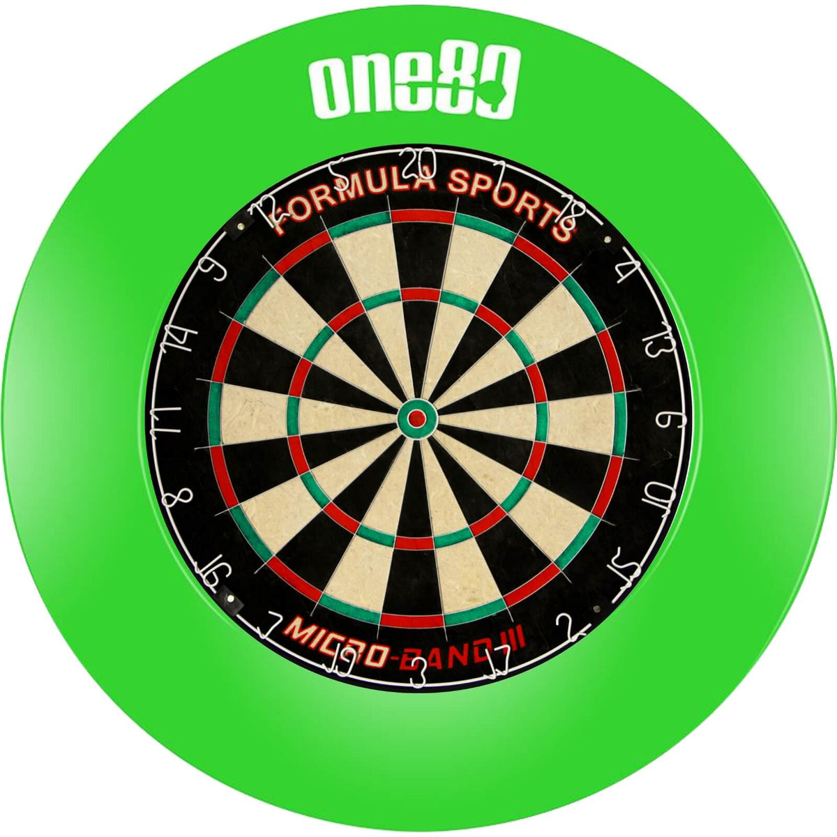 Surrounds &amp; Dartboards - One80 - Printed Dartboard Surround &amp; Dartboard Bundle - Choose Your Board Green / Formula Sports - Micro Band 3