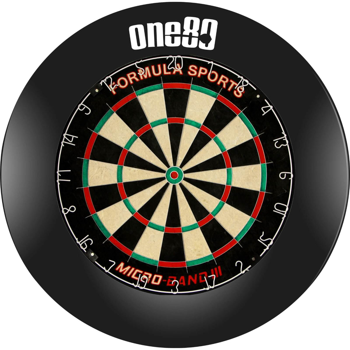 Surrounds &amp; Dartboards - One80 - Printed Dartboard Surround &amp; Dartboard Bundle - Choose Your Board Black / Formula Sports - Micro Band 3