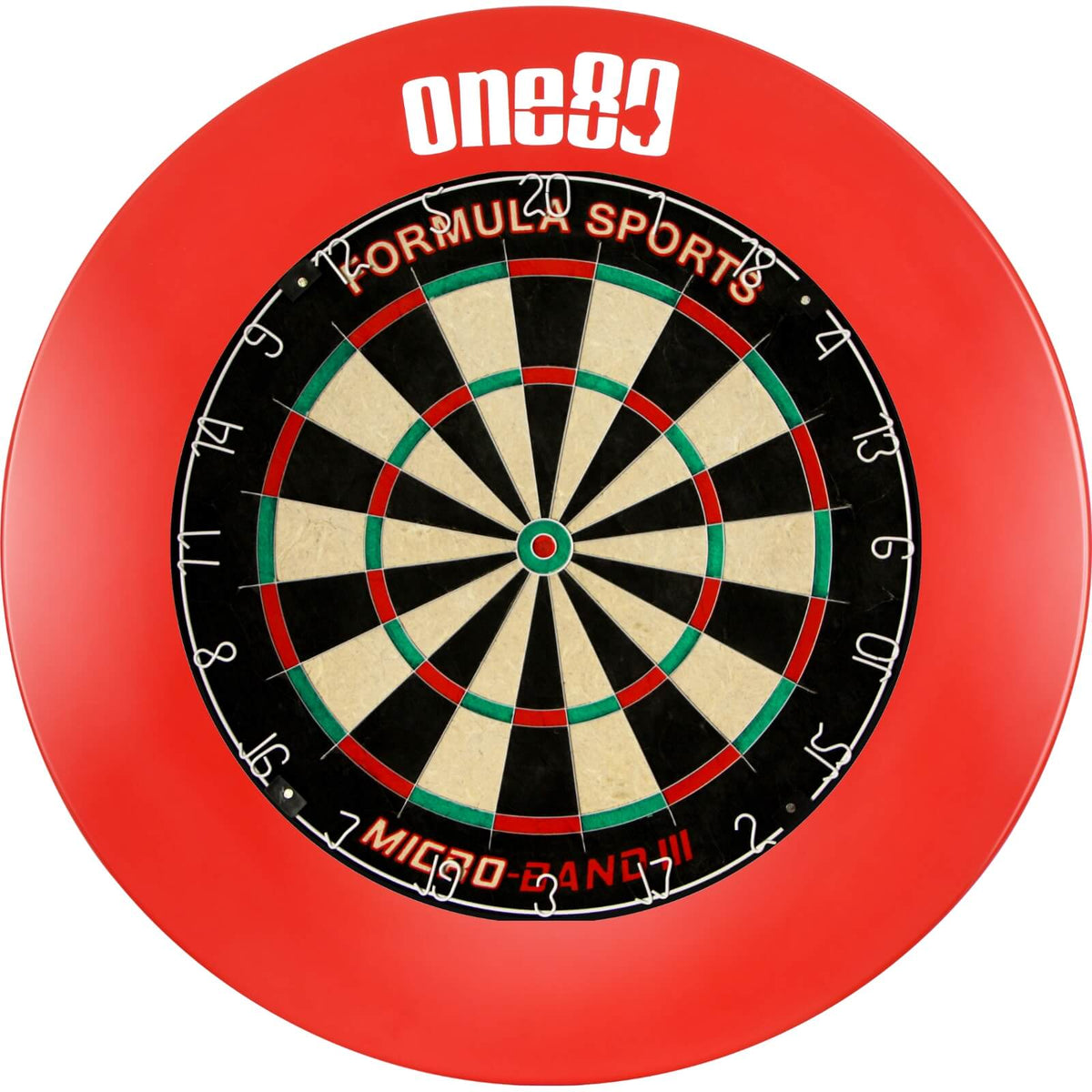 Surrounds &amp; Dartboards - One80 - Printed Dartboard Surround &amp; Dartboard Bundle - Choose Your Board Red / Formula Sports - Micro Band 3