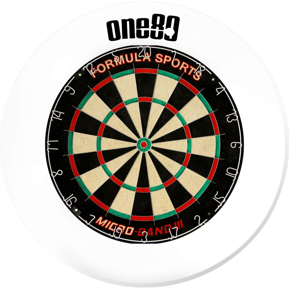 Surrounds &amp; Dartboards - One80 - Printed Dartboard Surround &amp; Dartboard Bundle - Choose Your Board White / Formula Sports - Micro Band 3