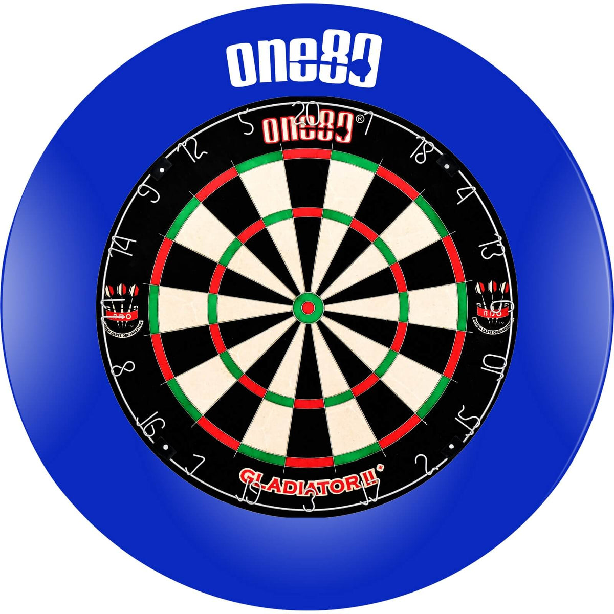 Surrounds &amp; Dartboards - One80 - Printed Dartboard Surround &amp; Dartboard Bundle - Choose Your Board Blue / One80 - Gladiator 2+