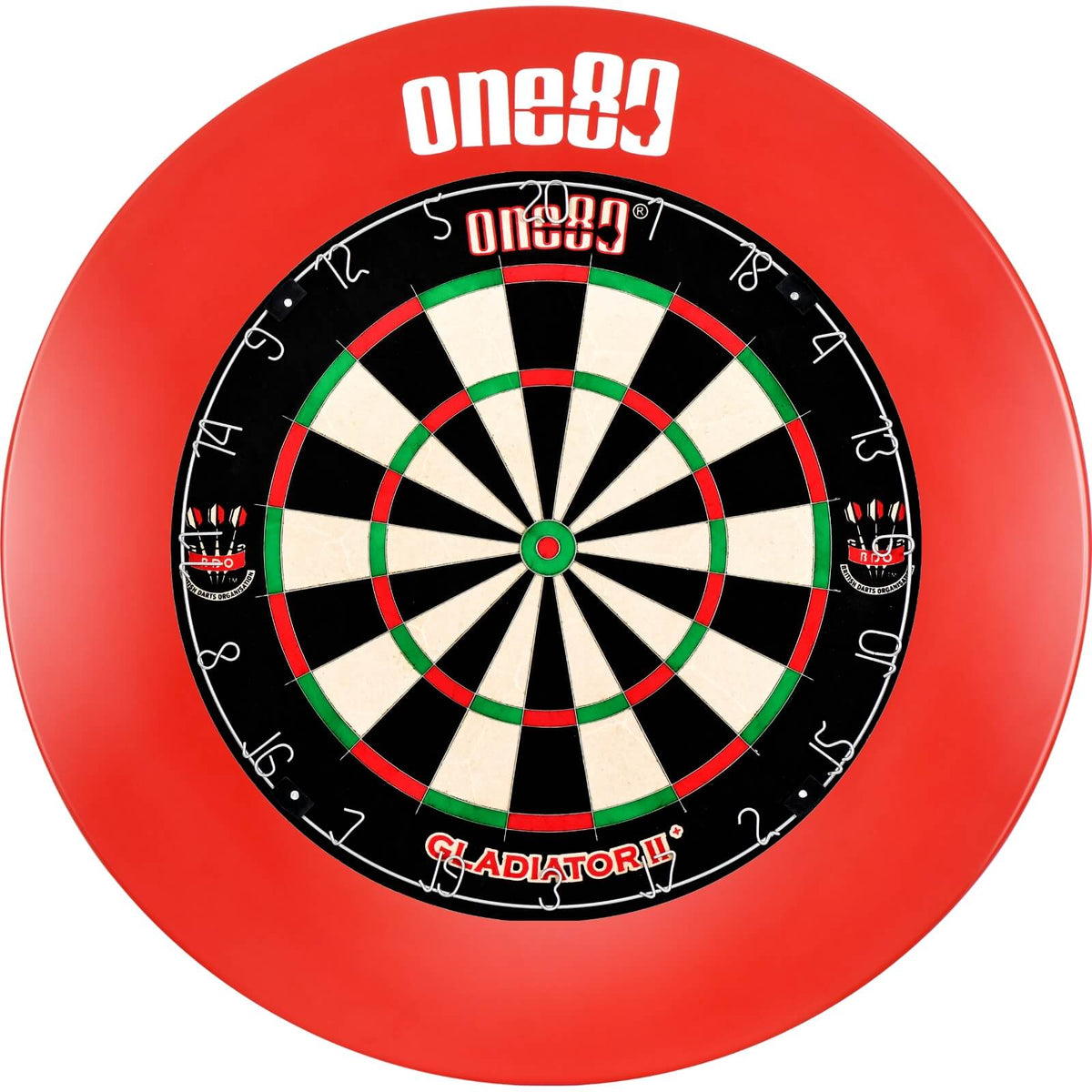 Surrounds &amp; Dartboards - One80 - Printed Dartboard Surround &amp; Dartboard Bundle - Choose Your Board Red / One80 - Gladiator 2+