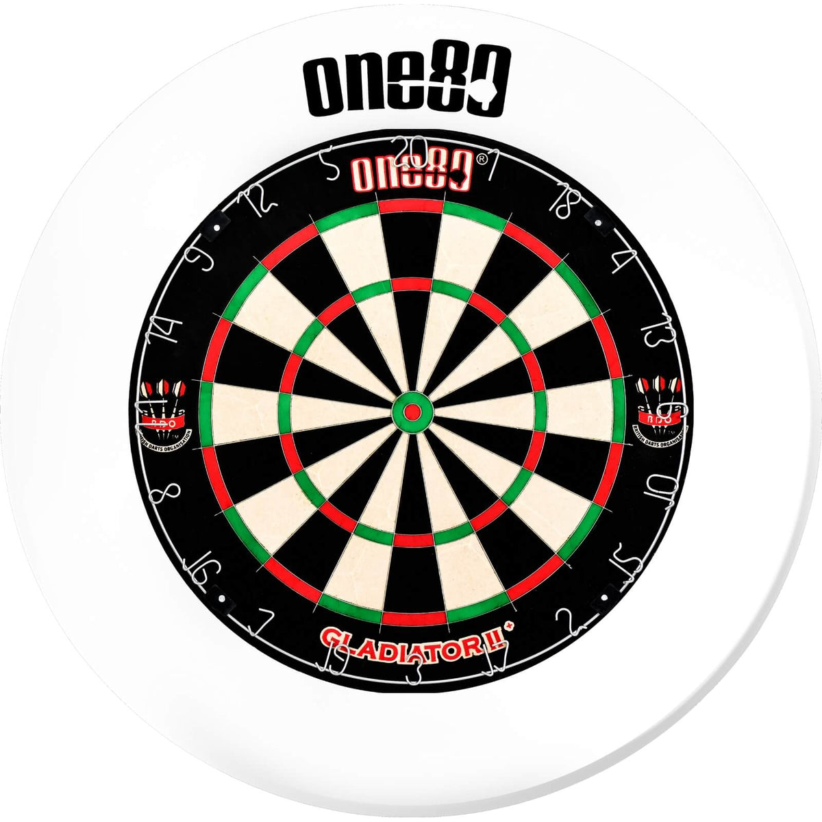 Surrounds &amp; Dartboards - One80 - Printed Dartboard Surround &amp; Dartboard Bundle - Choose Your Board White / One80 - Gladiator 2+