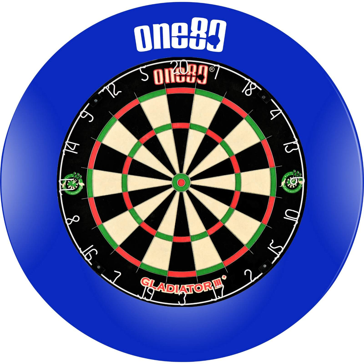 Surrounds &amp; Dartboards - One80 - Printed Dartboard Surround &amp; Dartboard Bundle - Choose Your Board Blue / One80 - Gladiator 3+