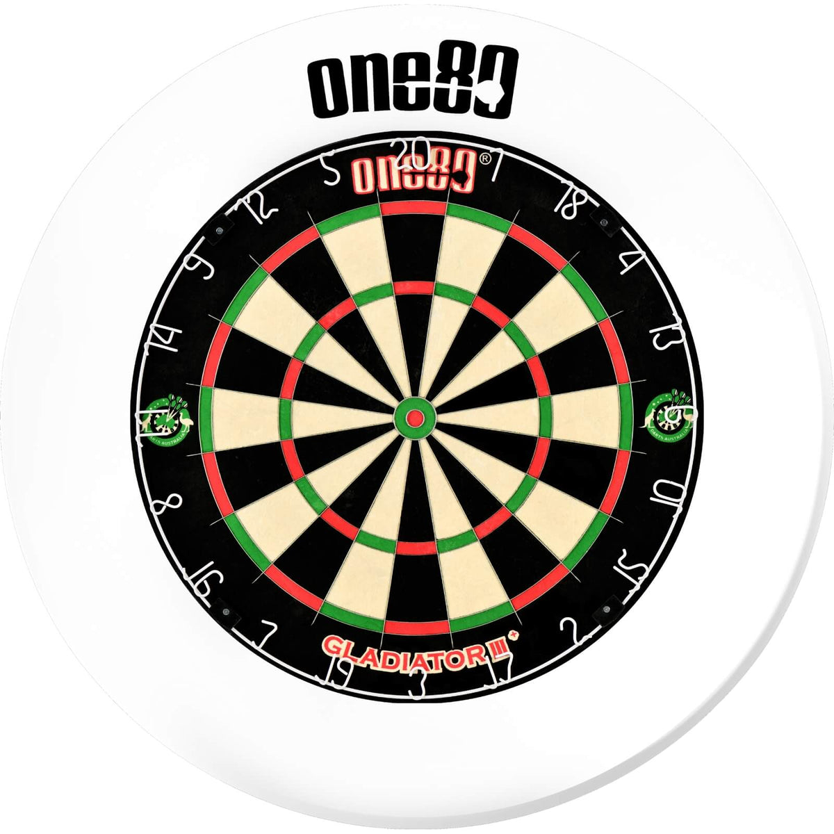 Surrounds &amp; Dartboards - One80 - Printed Dartboard Surround &amp; Dartboard Bundle - Choose Your Board White / One80 - Gladiator 3+