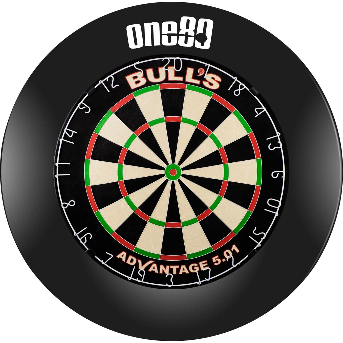 Surrounds &amp; Dartboards - One80 - Printed Dartboard Surround &amp; Dartboard Bundle - Choose Your Board Black / Bulls NL - Advantage 501