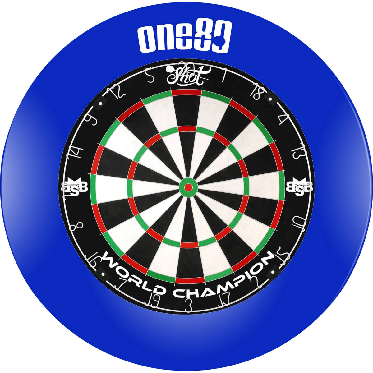 Surrounds &amp; Dartboards - One80 - Printed Dartboard Surround &amp; Dartboard Bundle - Choose Your Board Blue / Shot - Michael Smith