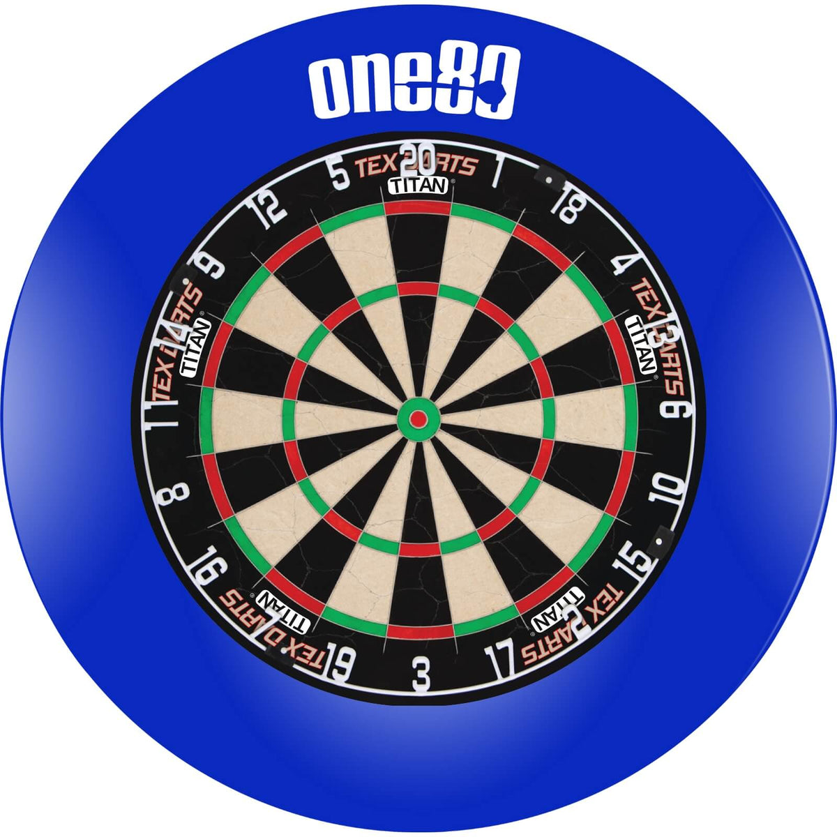 Surrounds &amp; Dartboards - One80 - Printed Dartboard Surround &amp; Dartboard Bundle - Choose Your Board Blue / Tex Darts - Titan