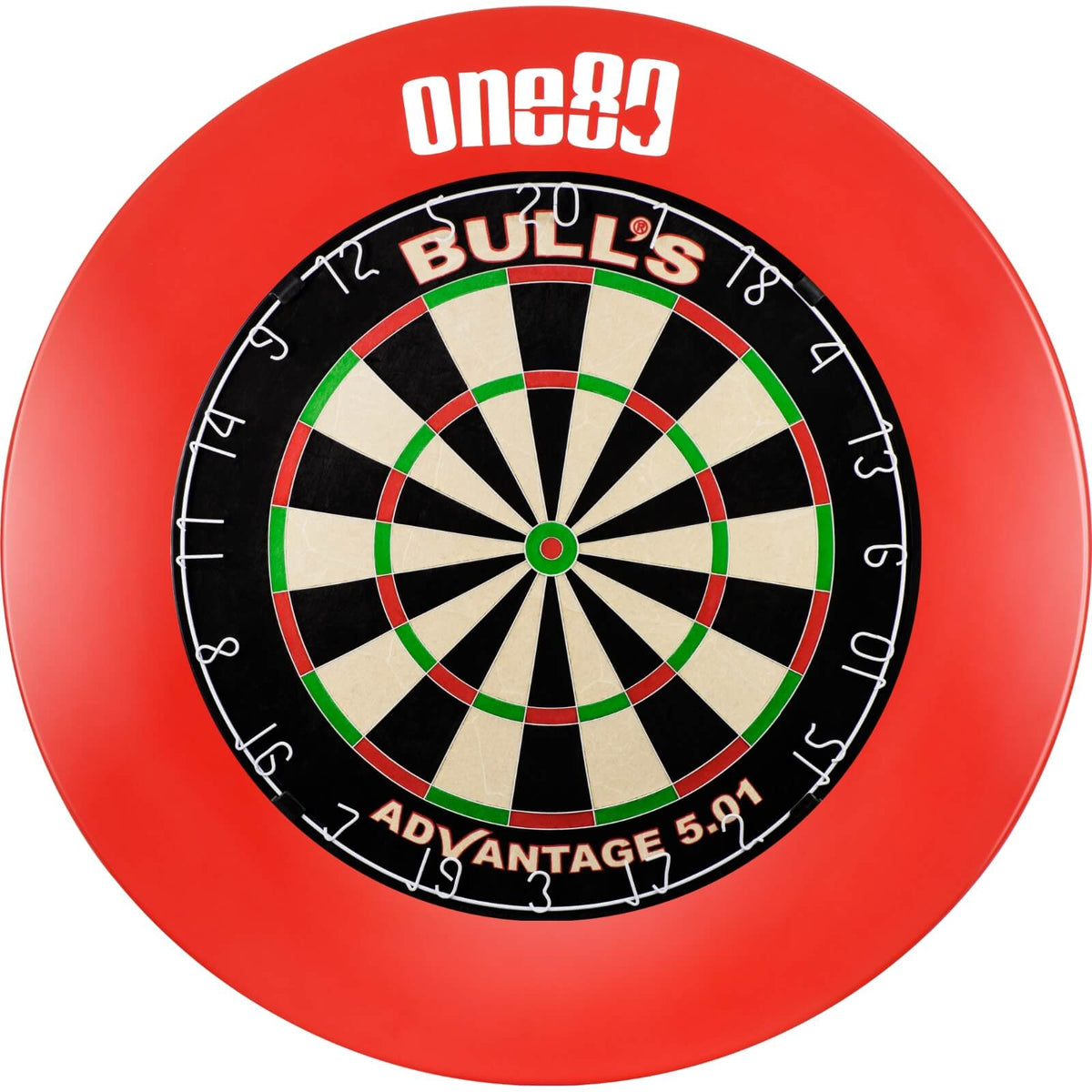 Surrounds &amp; Dartboards - One80 - Printed Dartboard Surround &amp; Dartboard Bundle - Choose Your Board Red / Bulls NL - Advantage 501