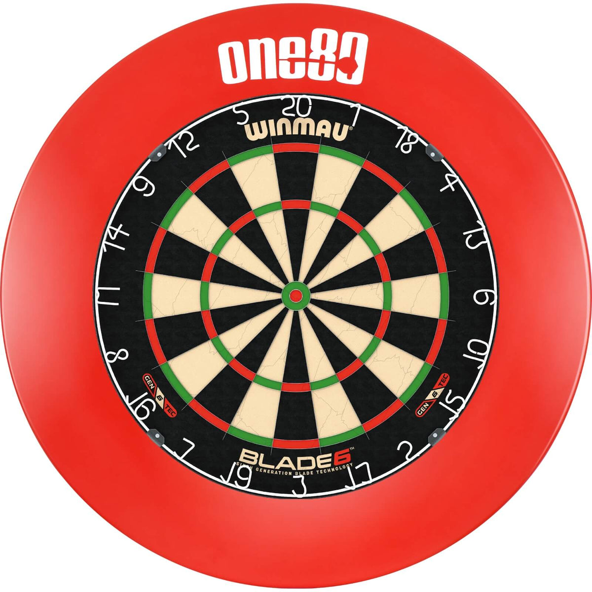 Surrounds &amp; Dartboards - One80 - Printed Dartboard Surround &amp; Dartboard Bundle - Choose Your Board Red / Winmau - Blade 6