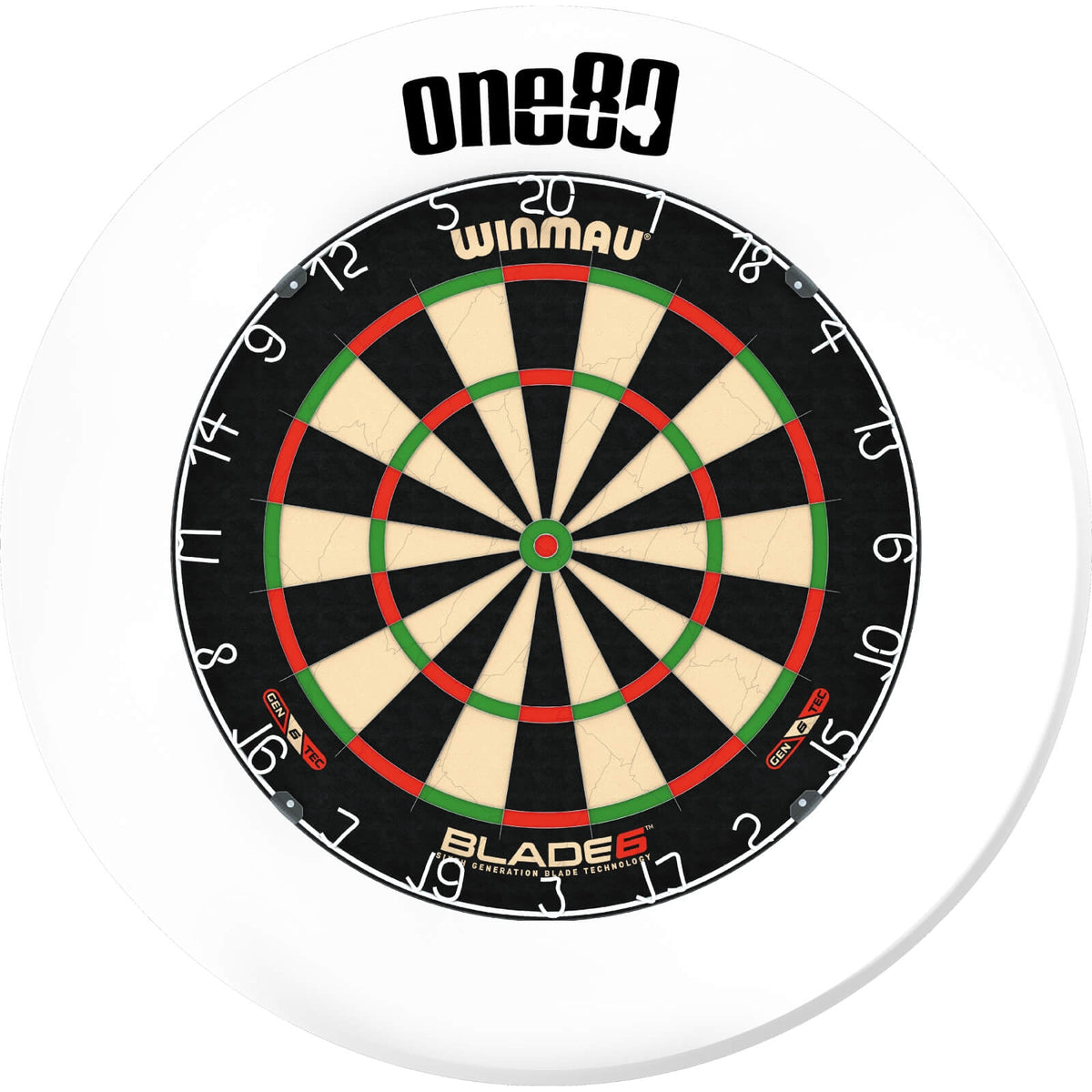 Surrounds &amp; Dartboards - One80 - Printed Dartboard Surround &amp; Dartboard Bundle - Choose Your Board White / Winmau - Blade 6