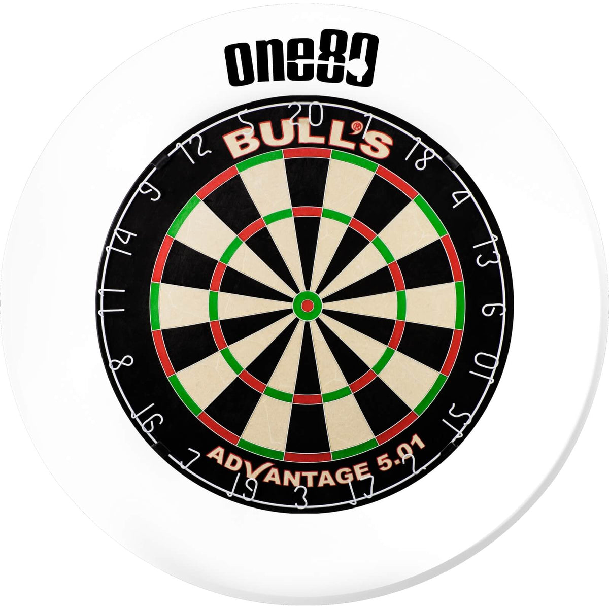 Surrounds &amp; Dartboards - One80 - Printed Dartboard Surround &amp; Dartboard Bundle - Choose Your Board White / Bulls NL - Advantage 501