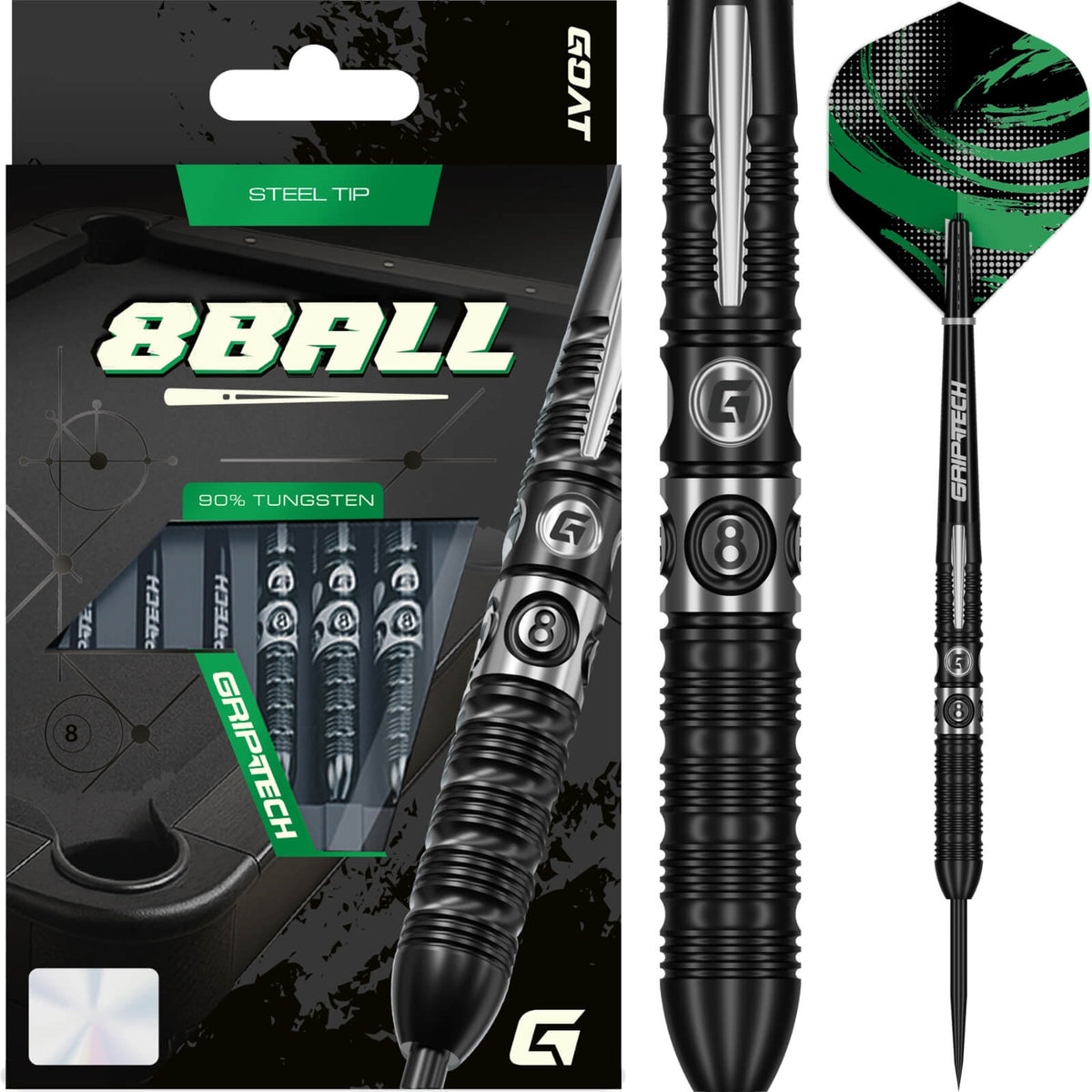 GOAT - 8-Ball Darts - Steel Tip - 90% Tungsten - 22g 24g 26g