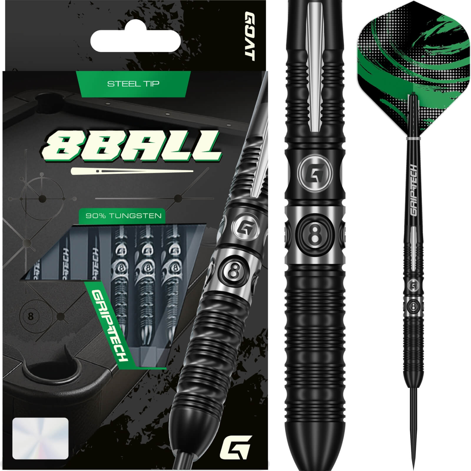 GOAT - 8-Ball Darts - Steel Tip - 90% Tungsten - 22g 24g 26g
