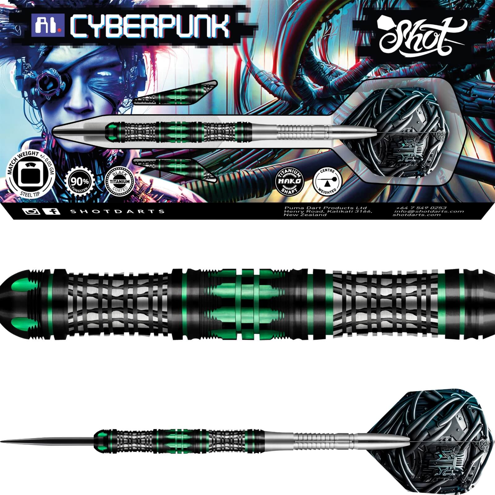 Darts - Shot - AI Cyberpunk Darts - Steel Tip - 90% Tungsten - 23g 24g 25g 