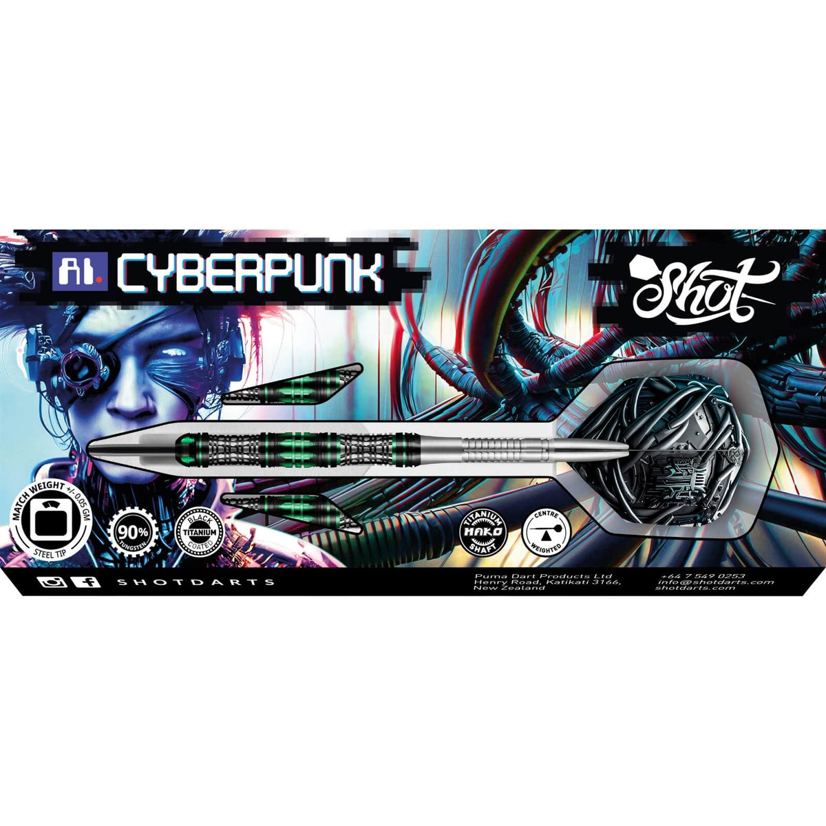 Darts - Shot - AI Cyberpunk Darts - Steel Tip - 90% Tungsten - 23g 24g 25g 
