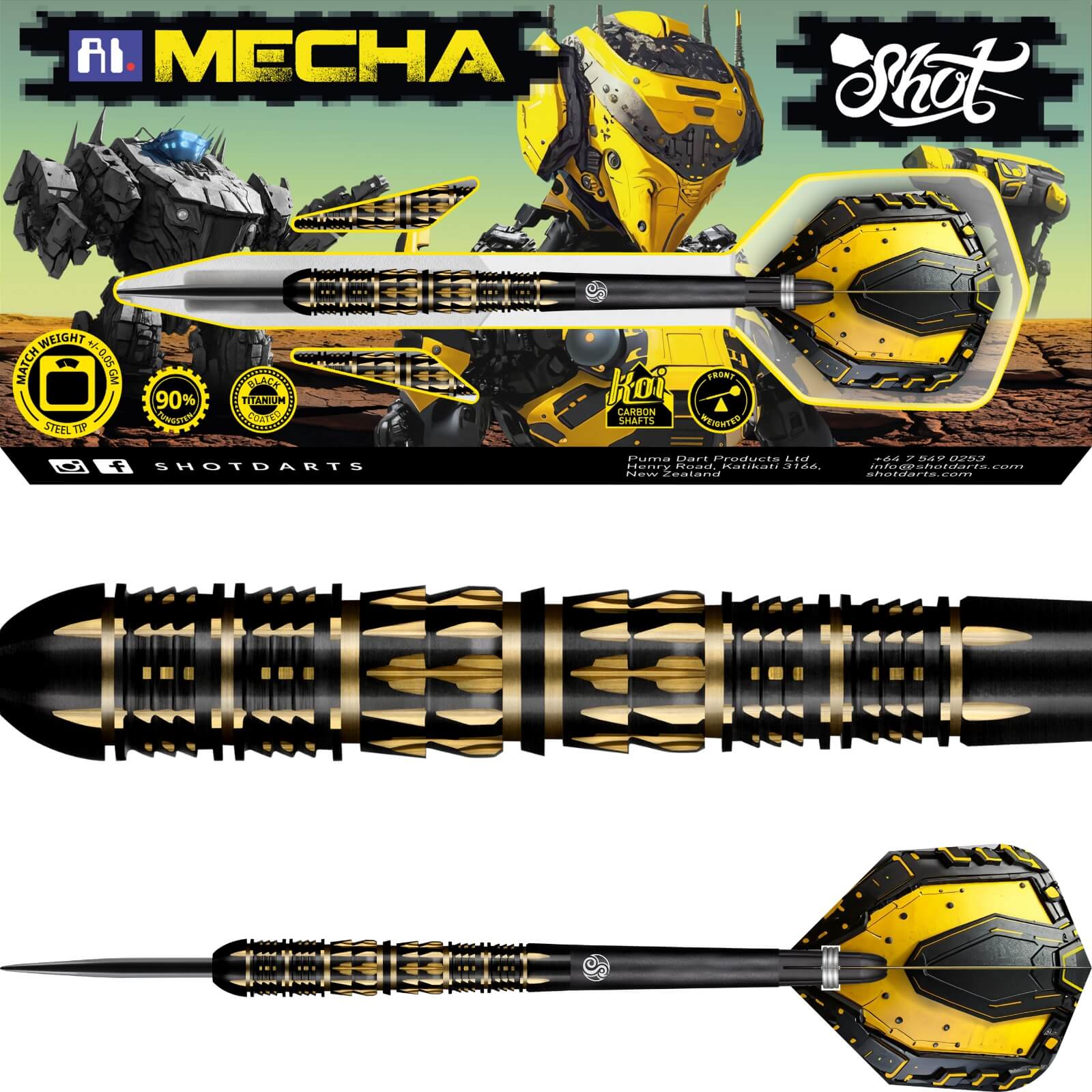 Darts - Shot - AI Mecha Darts - Steel Tip - 90% Tungsten - 22g 23g 24g 25g 