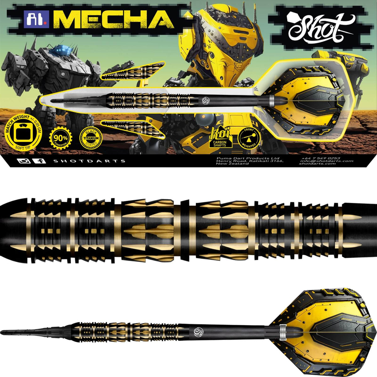 Darts - Shot - AI Mecha Darts - Soft Tip - 90% Tungsten - 20g