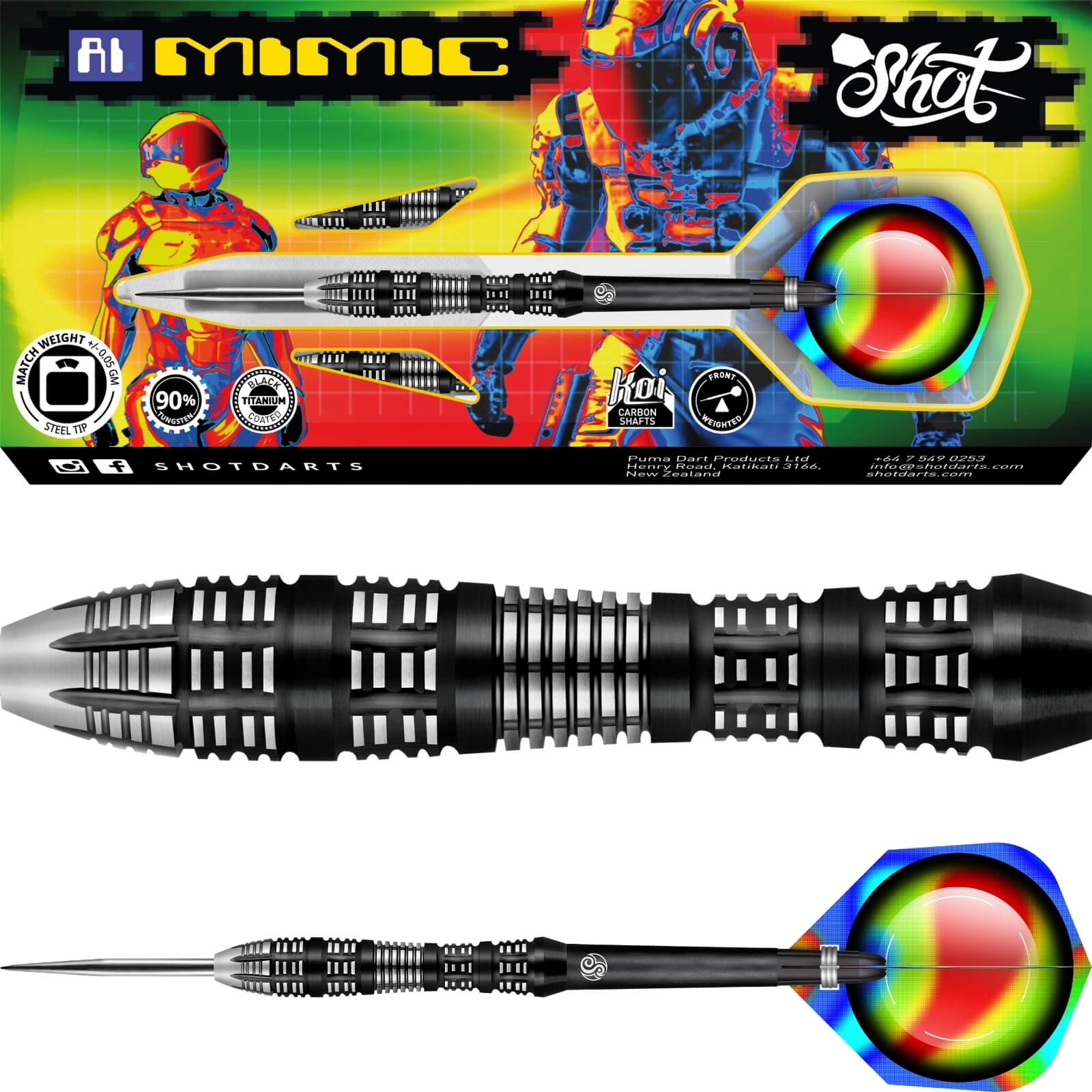 Darts - Shot - AI Mimic Darts - Steel Tip - 90% Tungsten - 23g 24g 25g 26g 