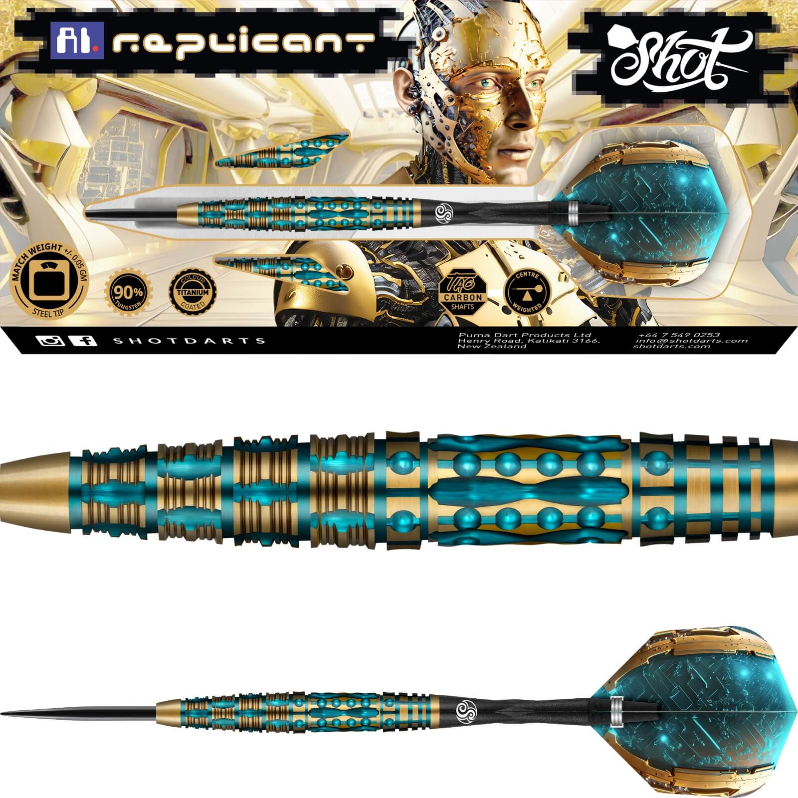 Darts - Shot - AI Replicant Darts - Steel Tip - 90% Tungsten - 23g 24g 25g 