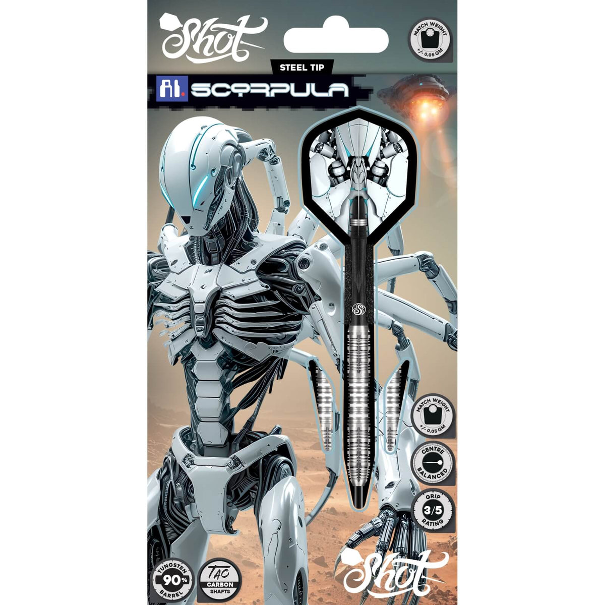 Shot - AI Scorpula Darts - Steel Tip - 90% Tungsten - 23g 24g 25g 27g