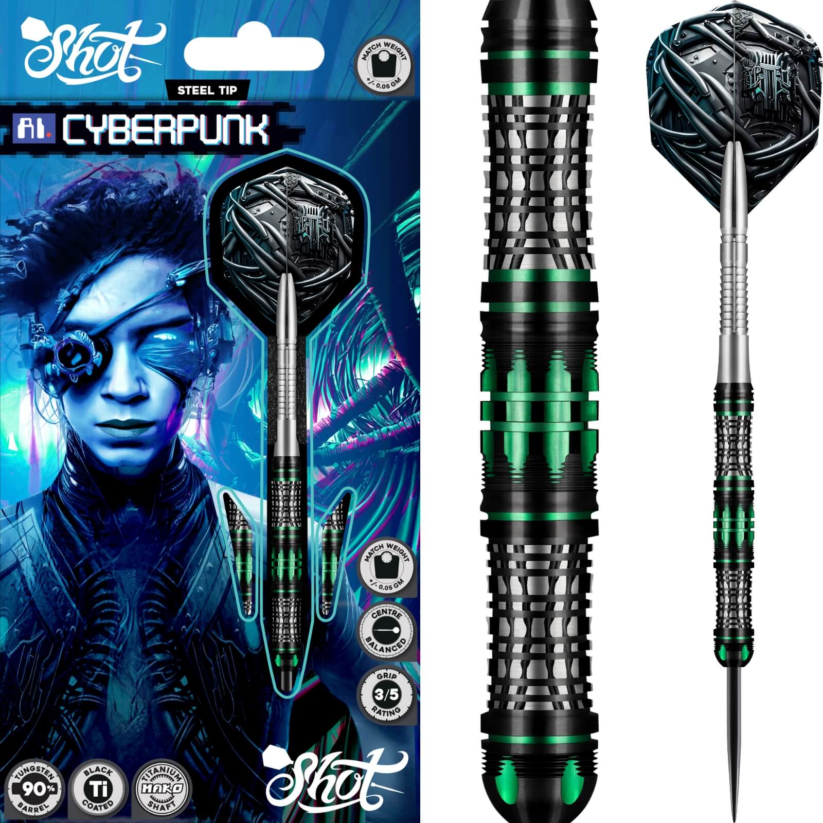 Shot - AI Cyberpunk Darts - 90% Tungsten - 23g 24g 25g