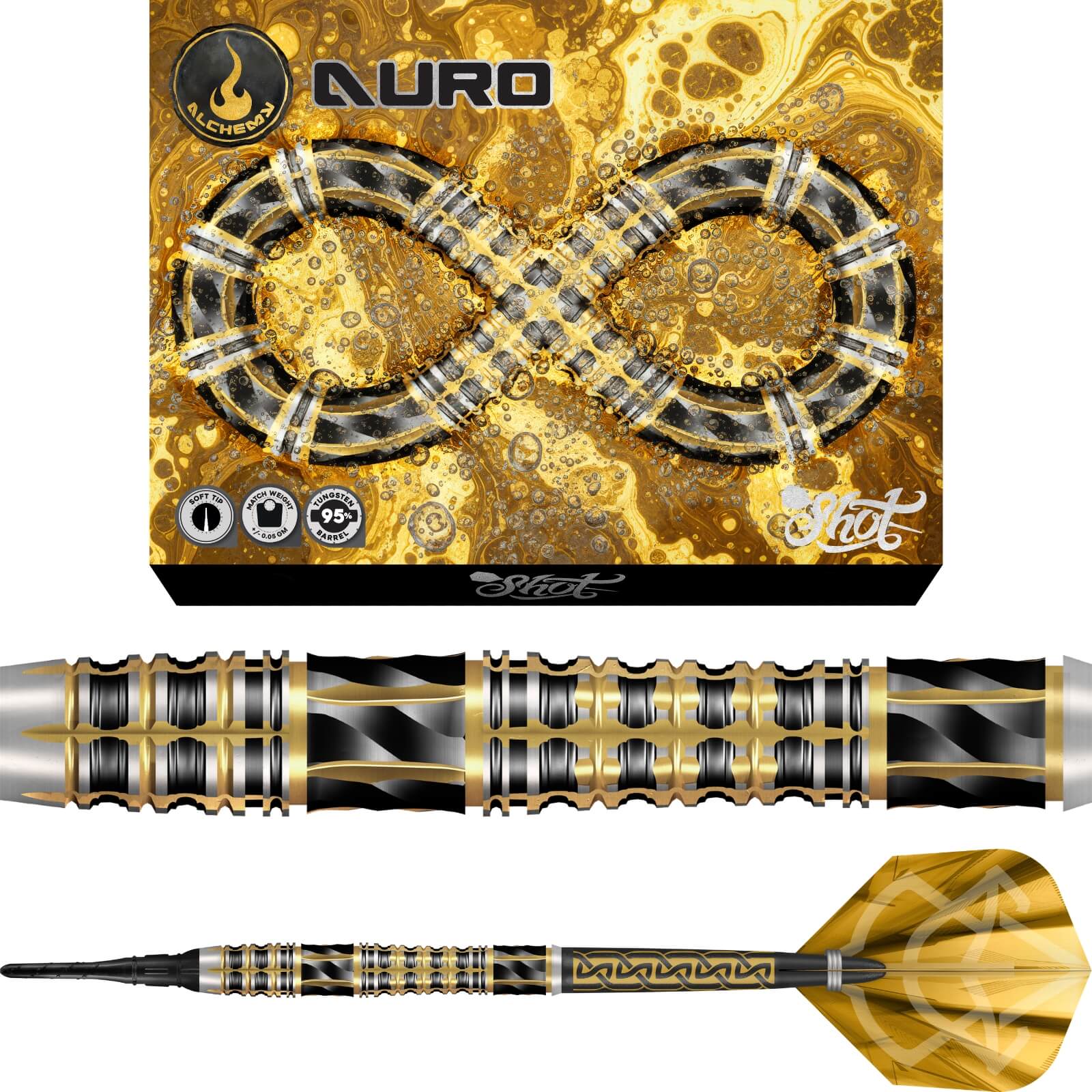 Shot - Alchemy Auro Soft Tip Darts - 95% Tungsten - 20g