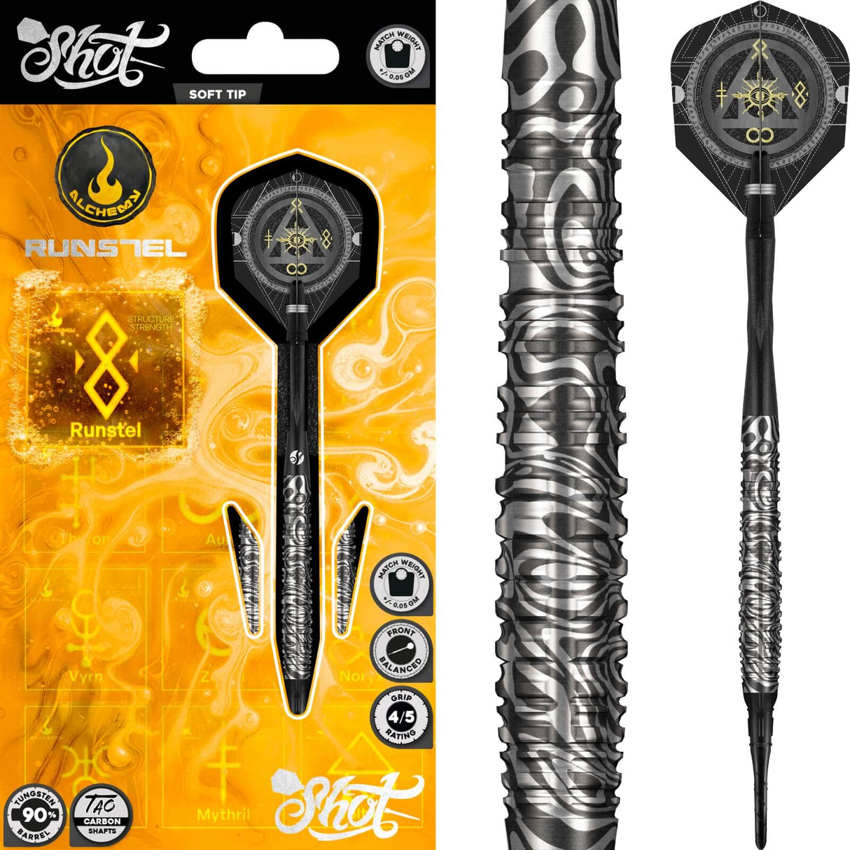 Shot - Alchemy Runstel Soft Tip Darts - 90% Tungsten - 20g -
