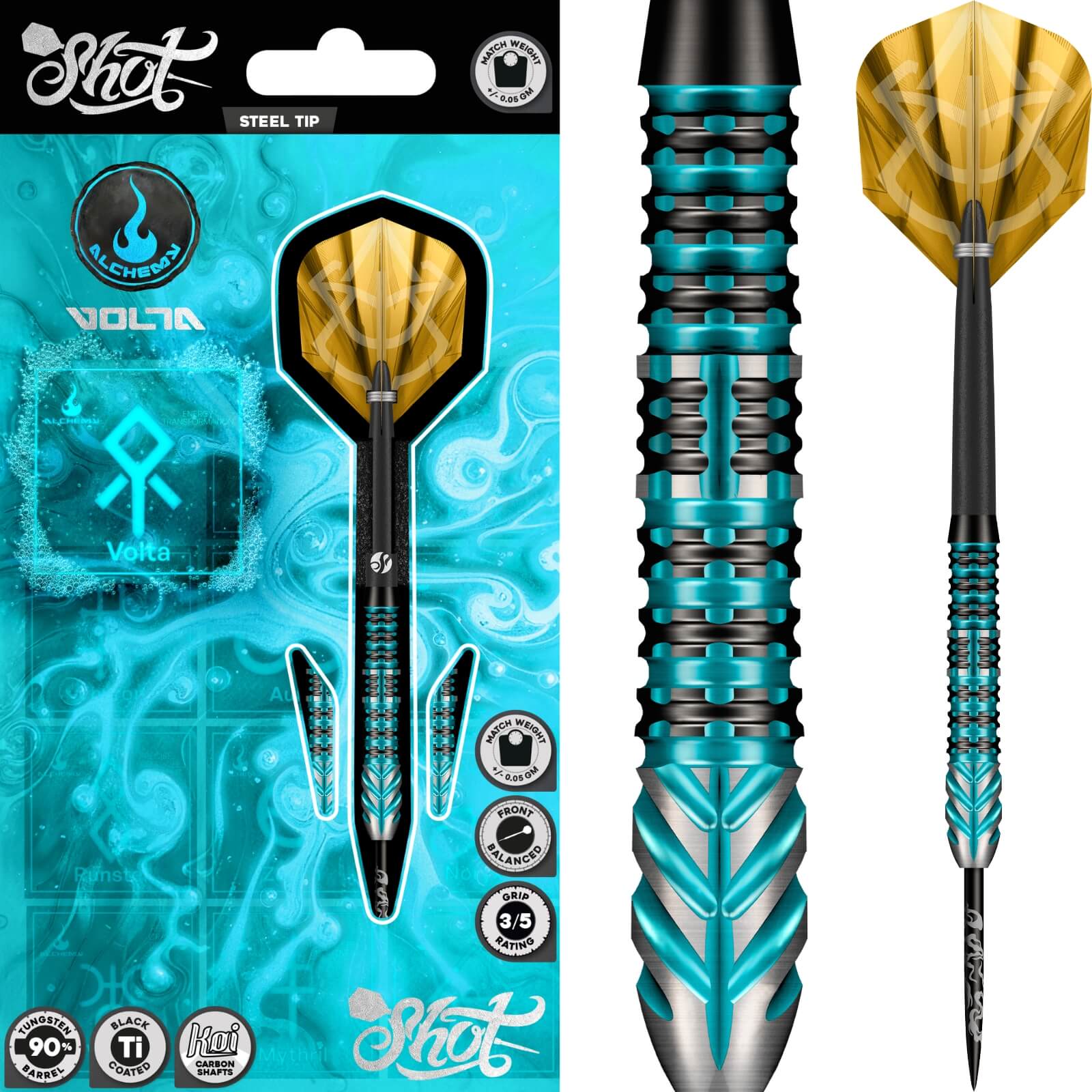 Shot - Alchemy Volta Darts - 90% Tungsten - 23g 24g 25g