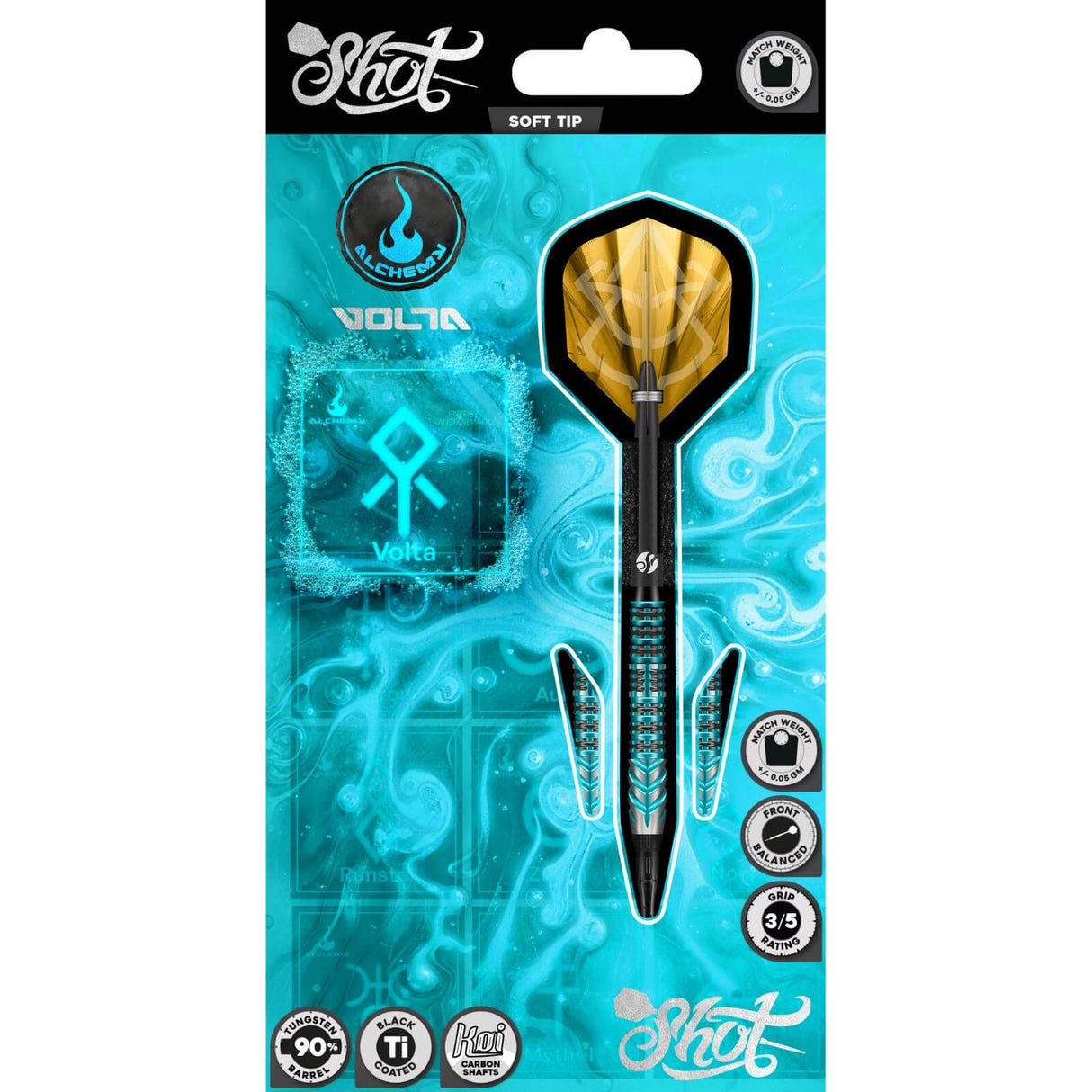 Shot - Alchemy Volta Soft Tip Darts - 90% Tungsten - 20g -